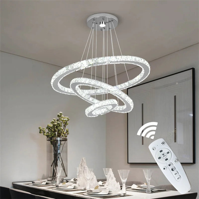 GreeLustrBulbs Modern Crystal LED Chandelier With Remote