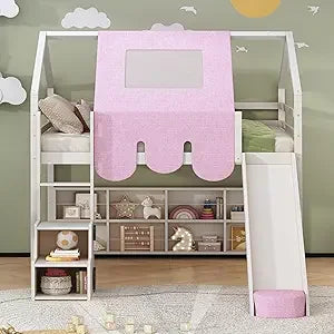 Twin Over Twin Bunk Bed Playhouse With Drawers