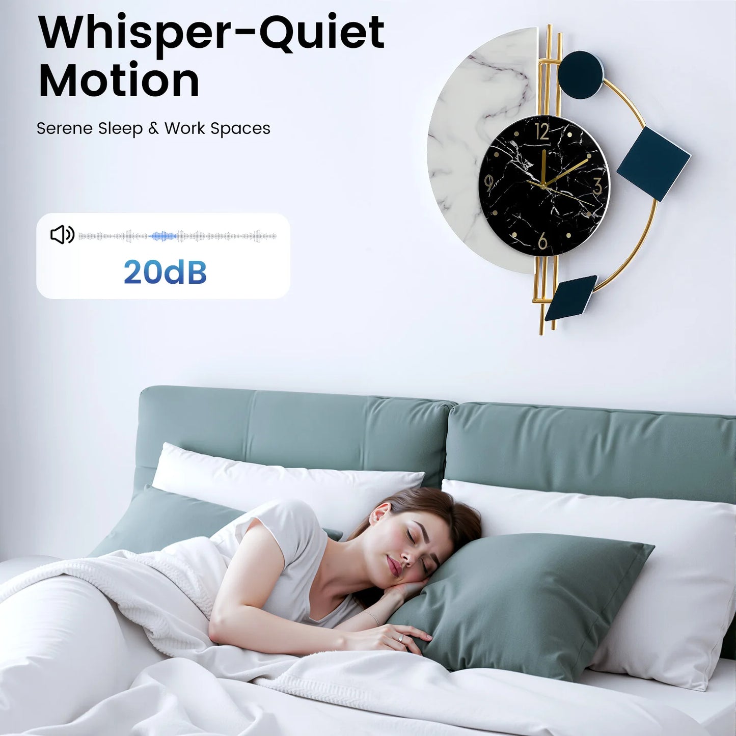 Marble Nordic Wall Clock Silent Sweep Battery Operated