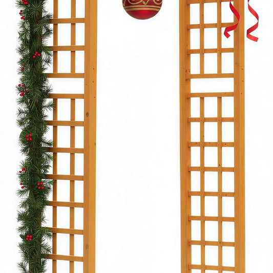 Wood Garden Arbor with Trellis Arch for Climbing Plants