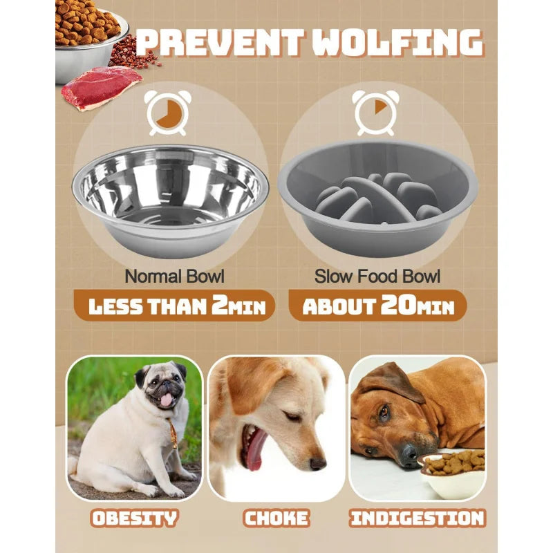Adjustable Elevated Dog Bowl Stand With Stainless Bowls