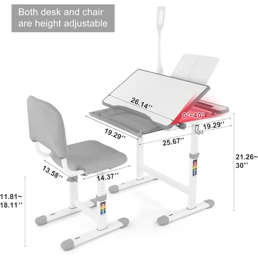 DAFIFY EducationalKidsStudyDeskAndChairSet MultiFunctional Illuminated LED Lamp Premium
