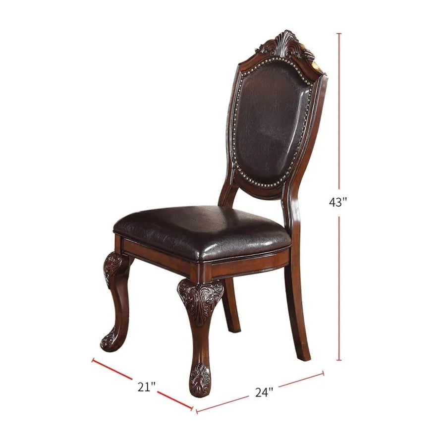 Dining Set With Round Table And Four Chairs Rubberwood Veneer