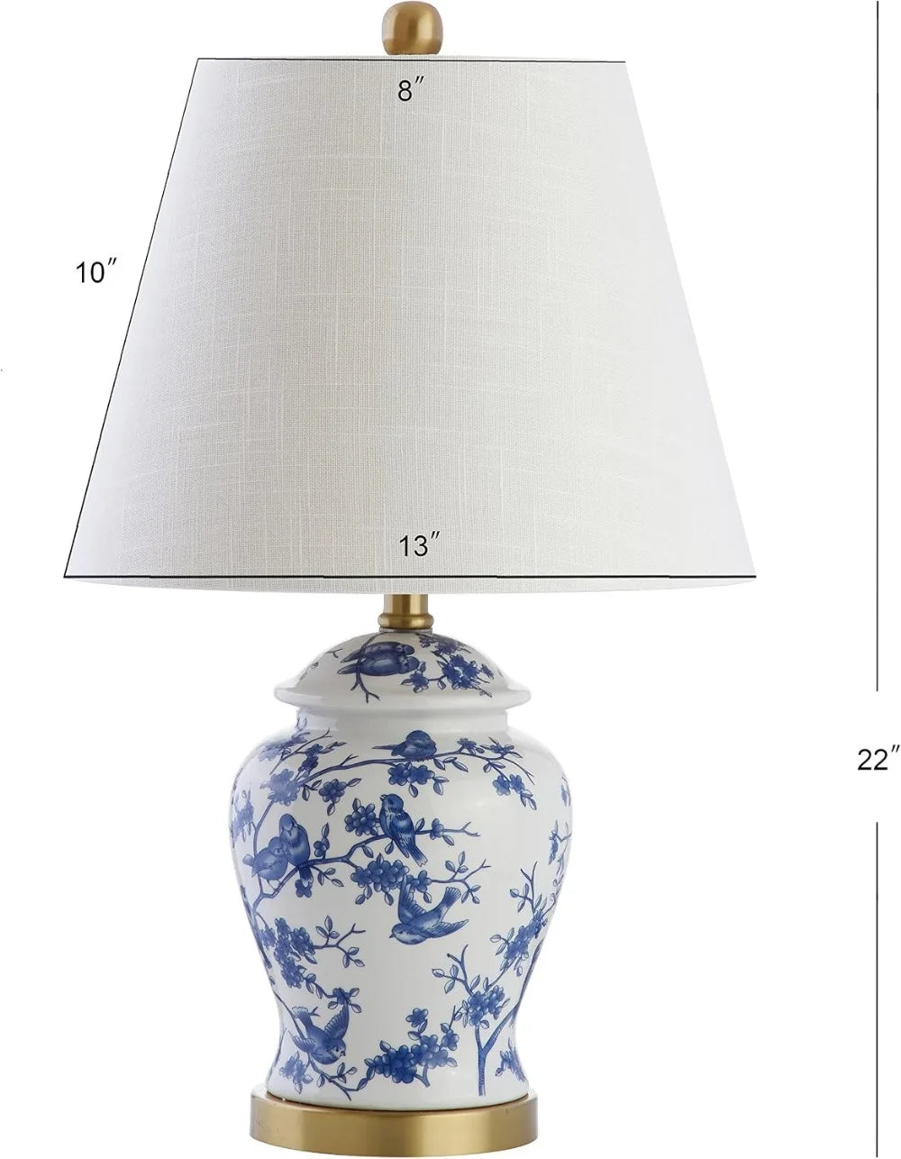 Ceramic Ginger Jar Table Lamp With Linen Shade LED Bedside Living Room