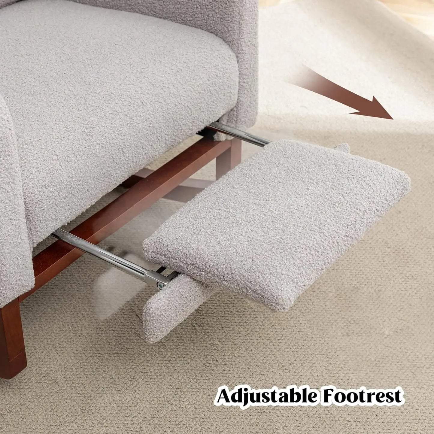Wingback Rocking Chair Nursery with Footrest and Pillow Teddy Nursing Glider