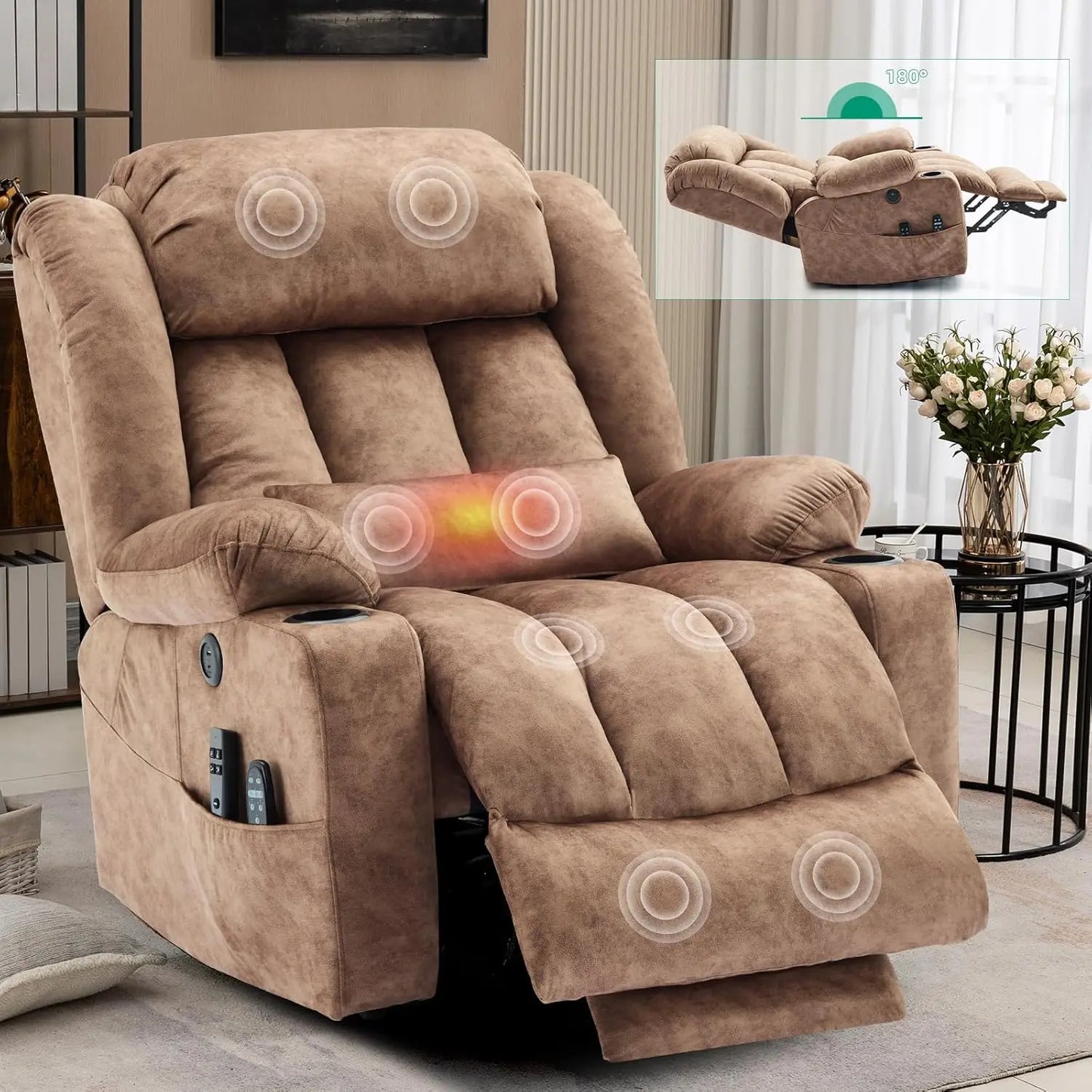 Tall Man Dual Motor Power Lift Recliner Chair With Extended Footrest