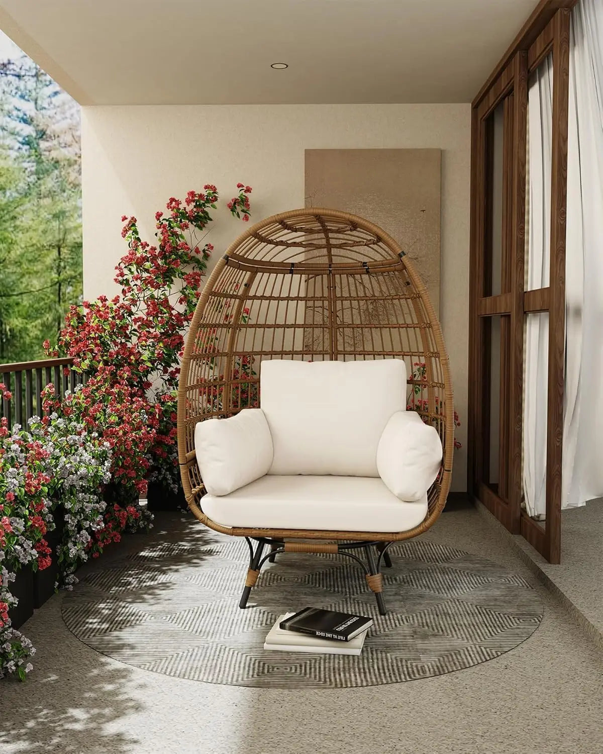 HiMISS 360 Degree Swivel Egg Chair Outdoor Lounge Furniture