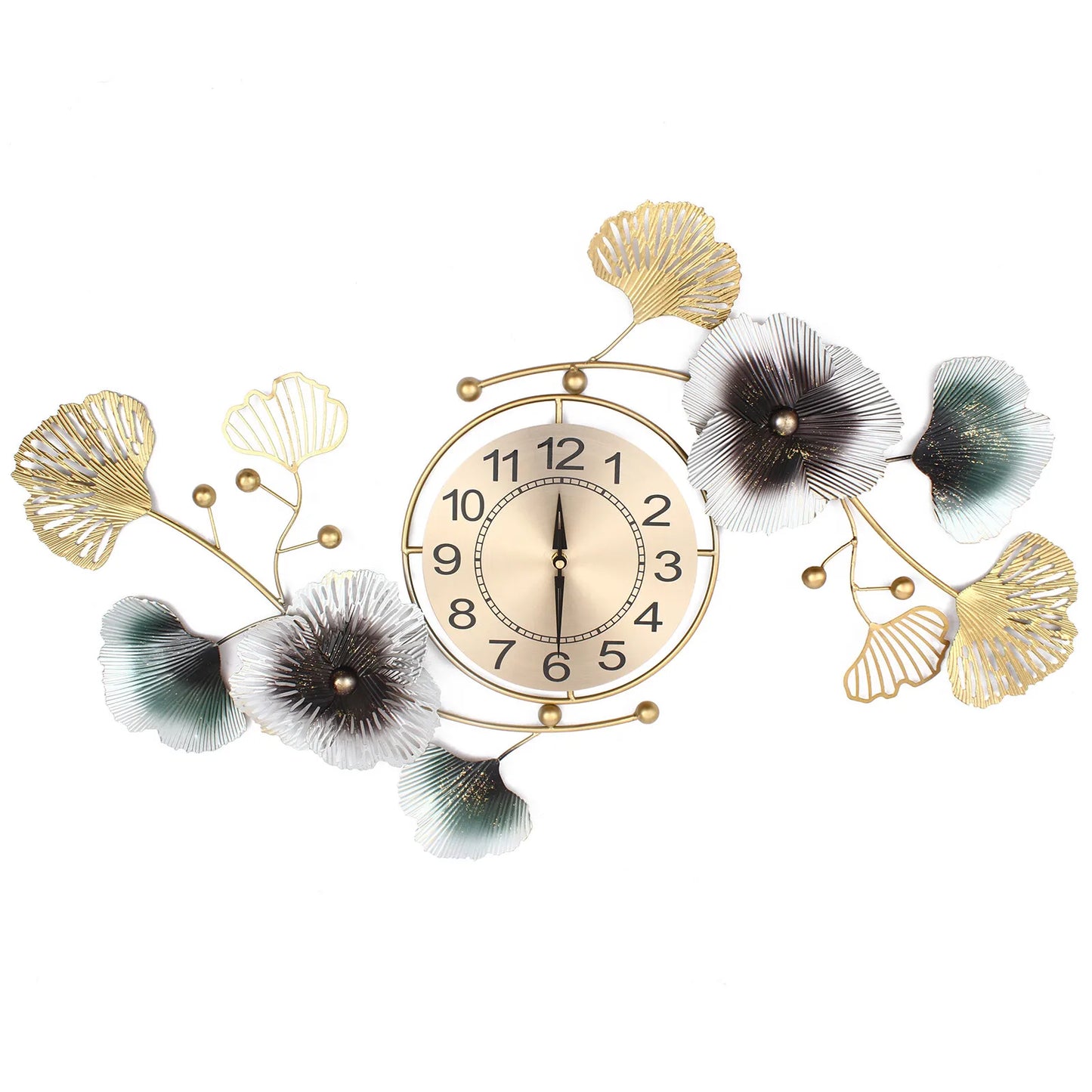 Hign Concerned Ginkgo Leaf Wall Clock Mute Living Room