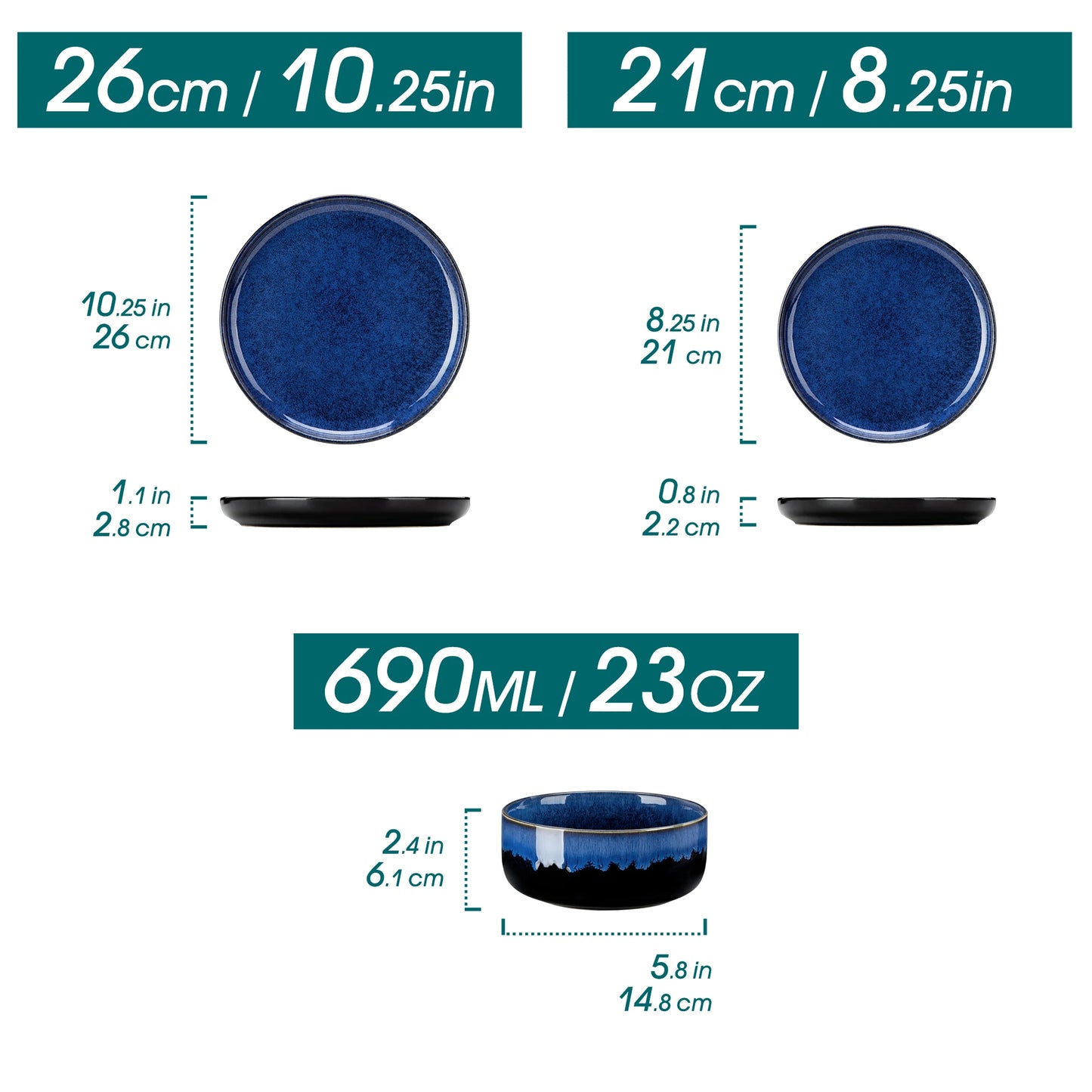 MALACASA Starry Reactive Stoneware Dinnerware Set Ceramic Plates