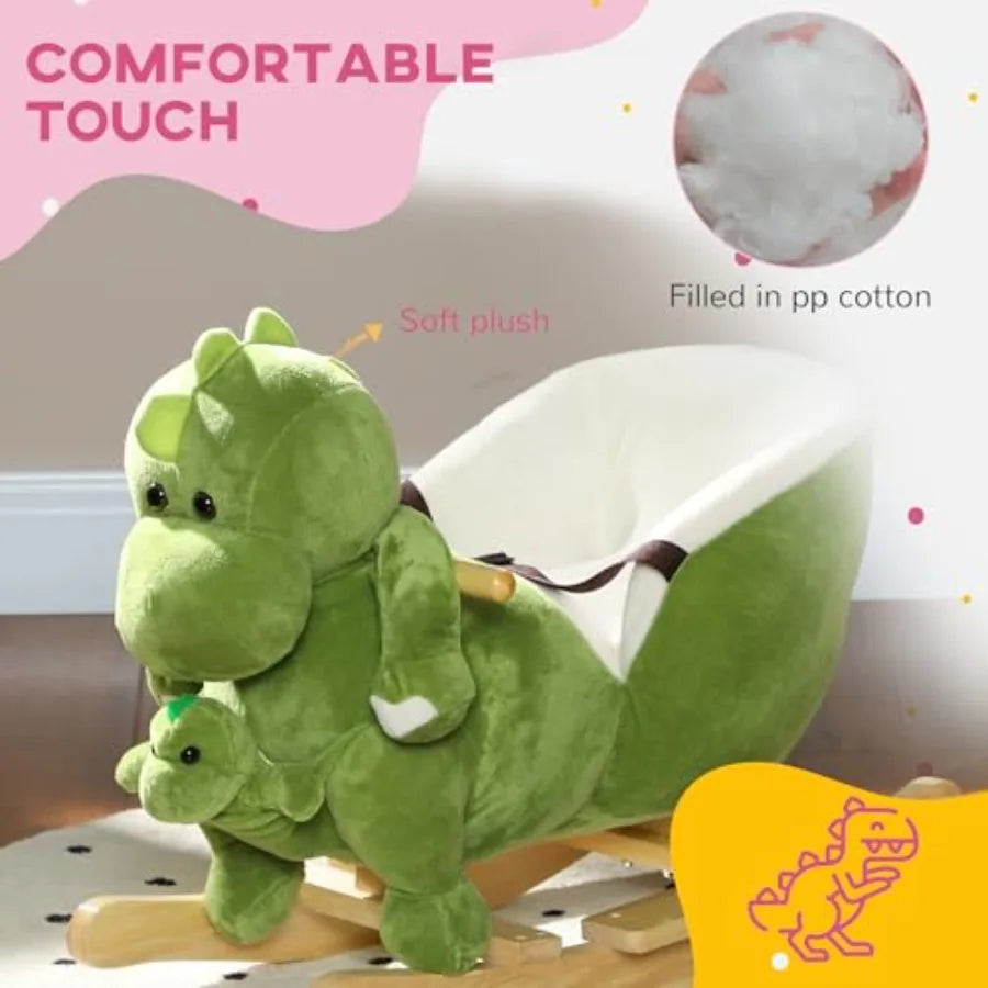 Baby Rocking Horse Dinosaur Plush Rocker With Seat Belt