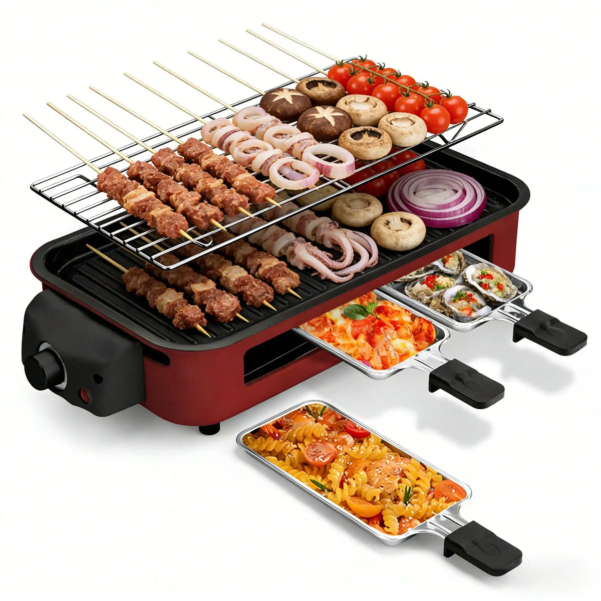 Electric Indoor Grill and Griddle With Removable Nonstick Plates