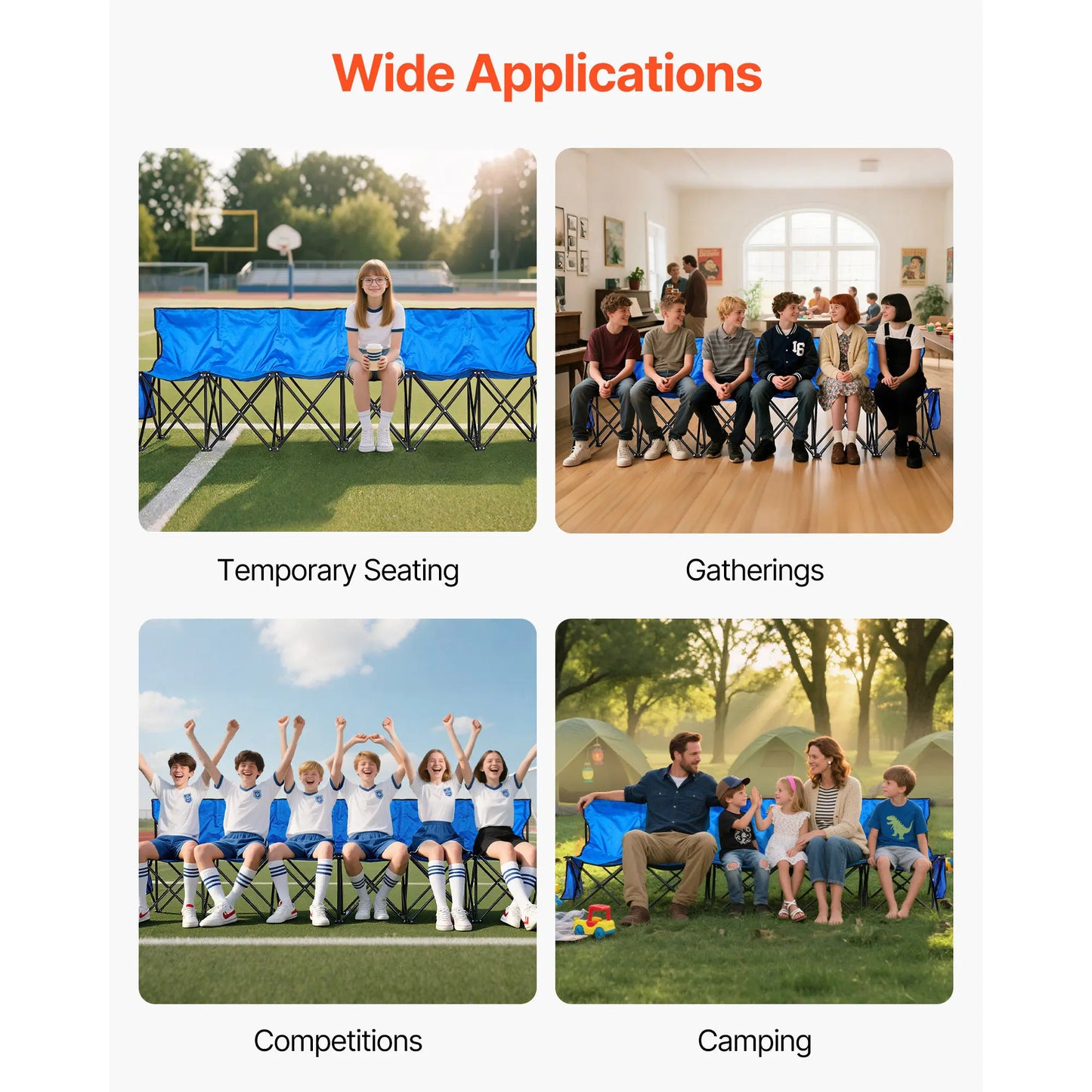 SucceBuy Portable Folding Soccer Bench With Side Pockets