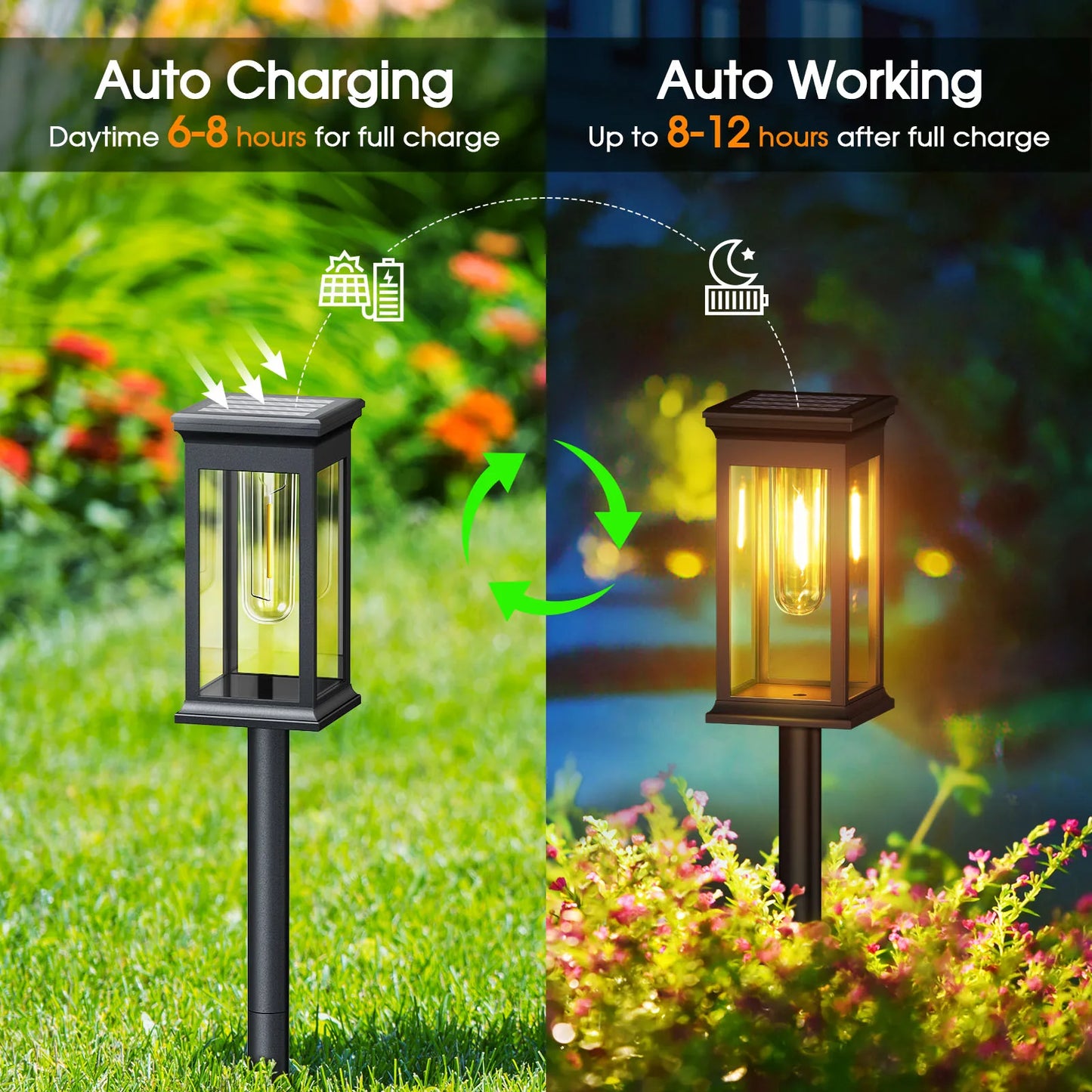 KPSTEK Solar Lights 6 Pack Outdoor Garden Pathway Glow