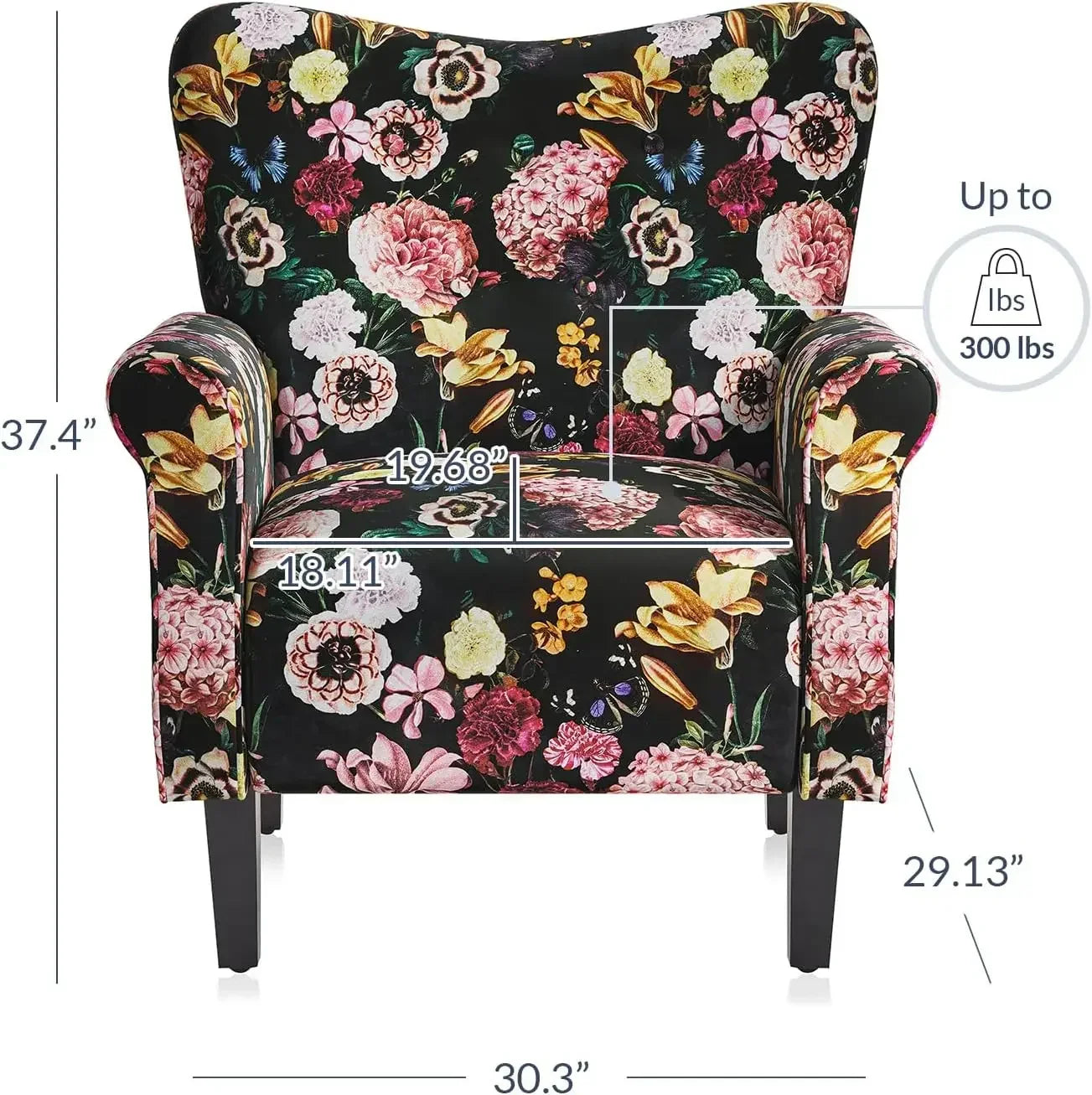 Allston Modern Accent Chair Wingback Upholstered Armchair Living Room