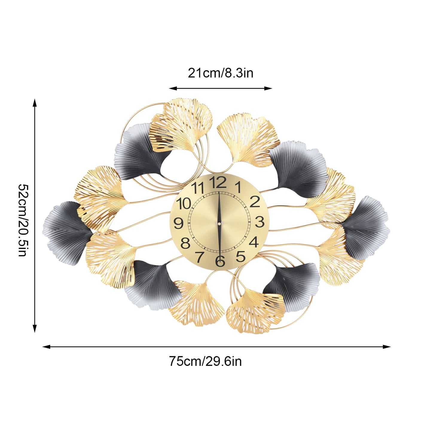 Modern Wall Clock Living Room Decor Luxury Gold Finish