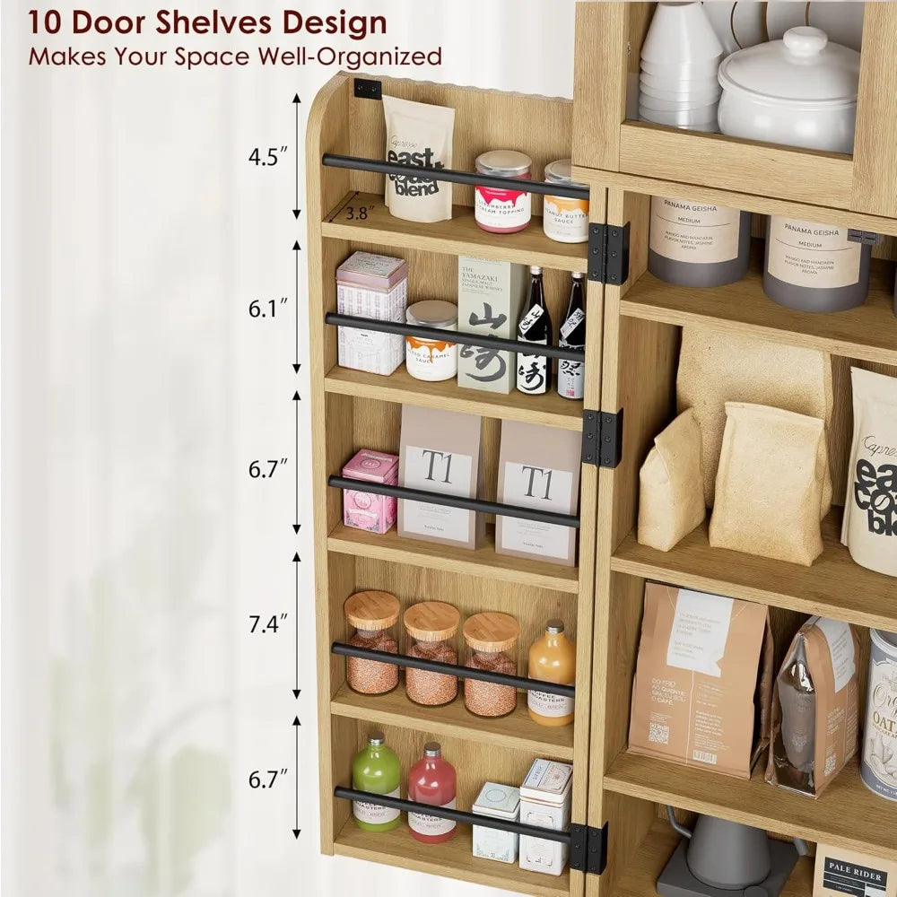 Charge Unit Tall Pantry Cabinet With Glass Doors Shelves