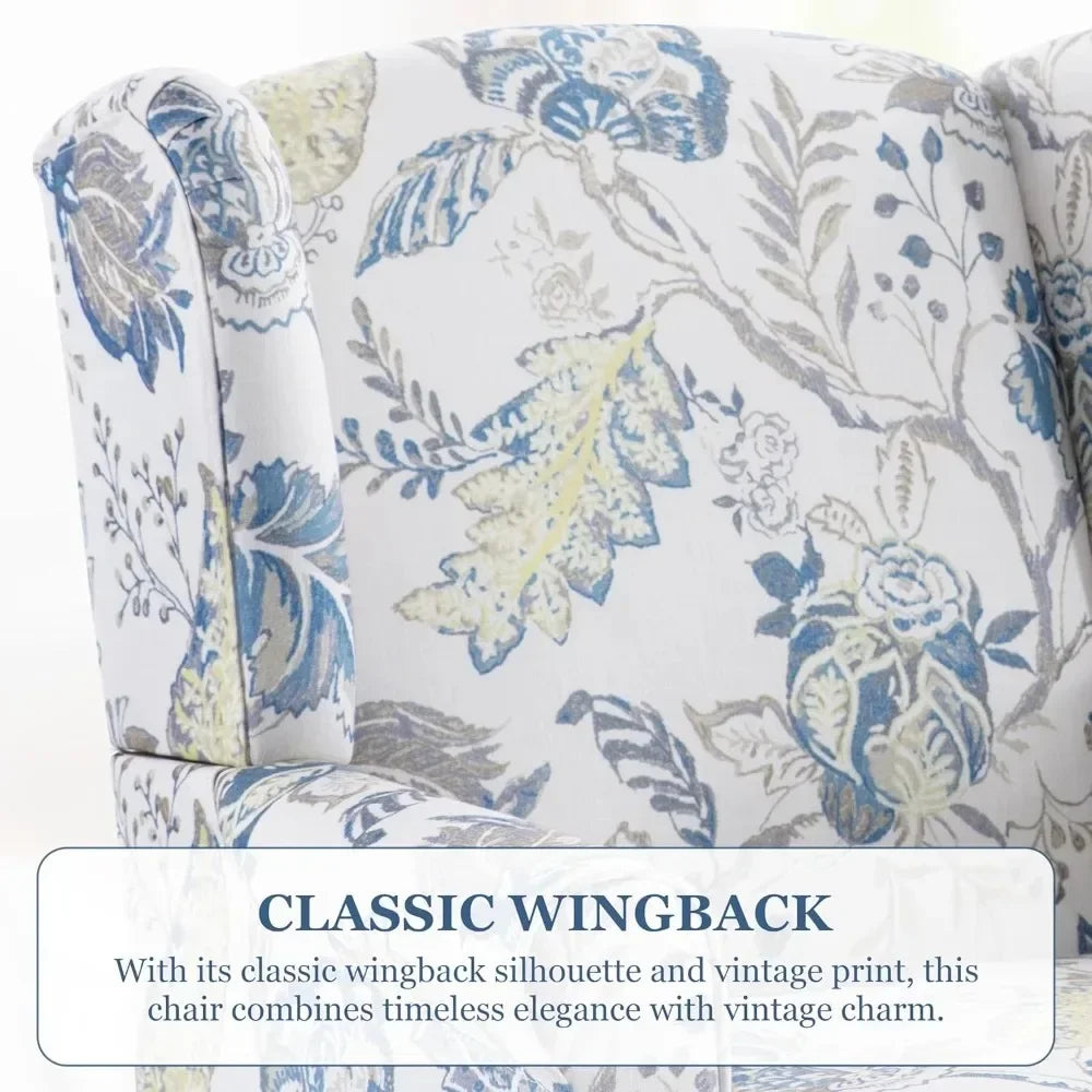 Wingback Accent Chair Linen Upholstered High Back Armchair