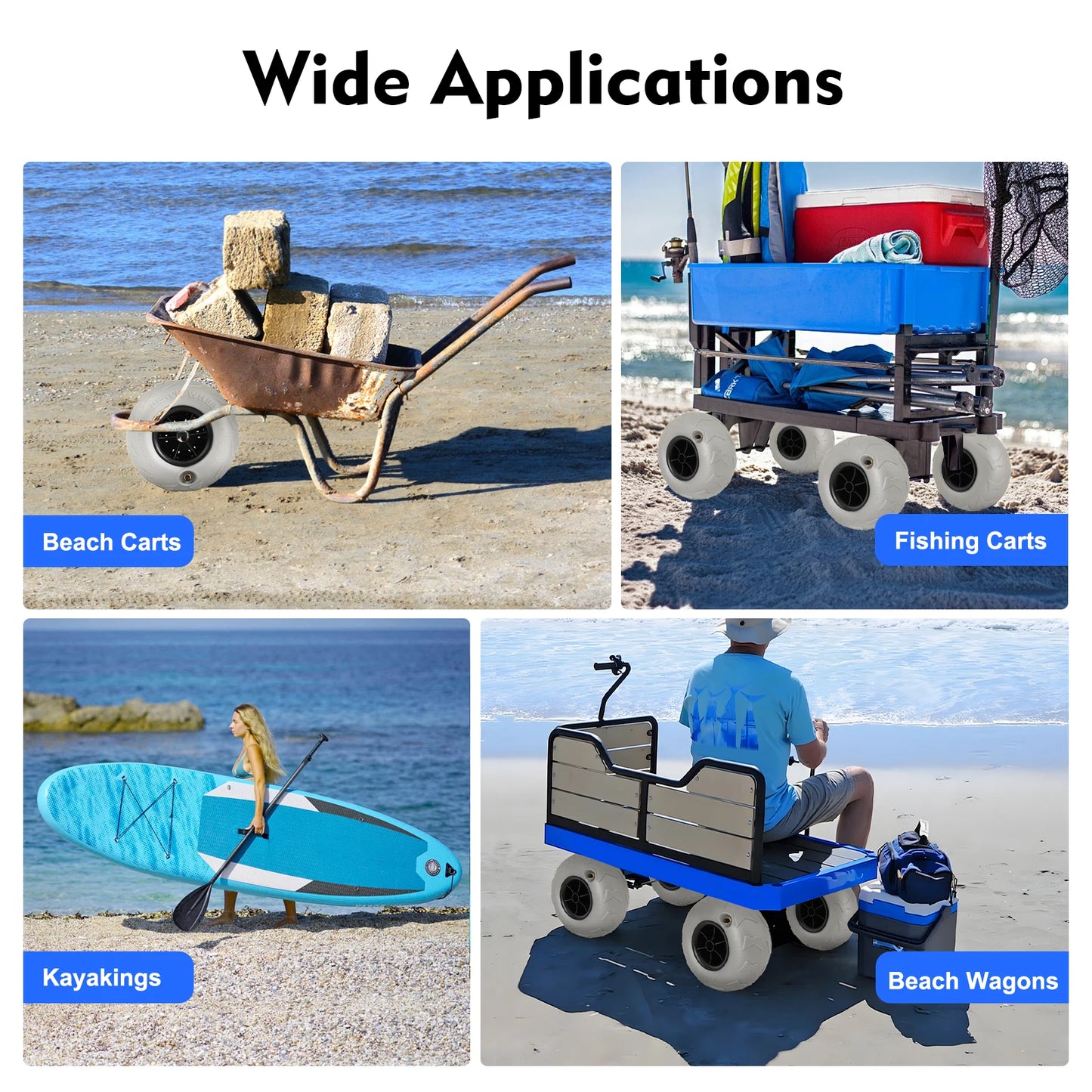 Beach Cart Replacement Inflatable Wheels Set