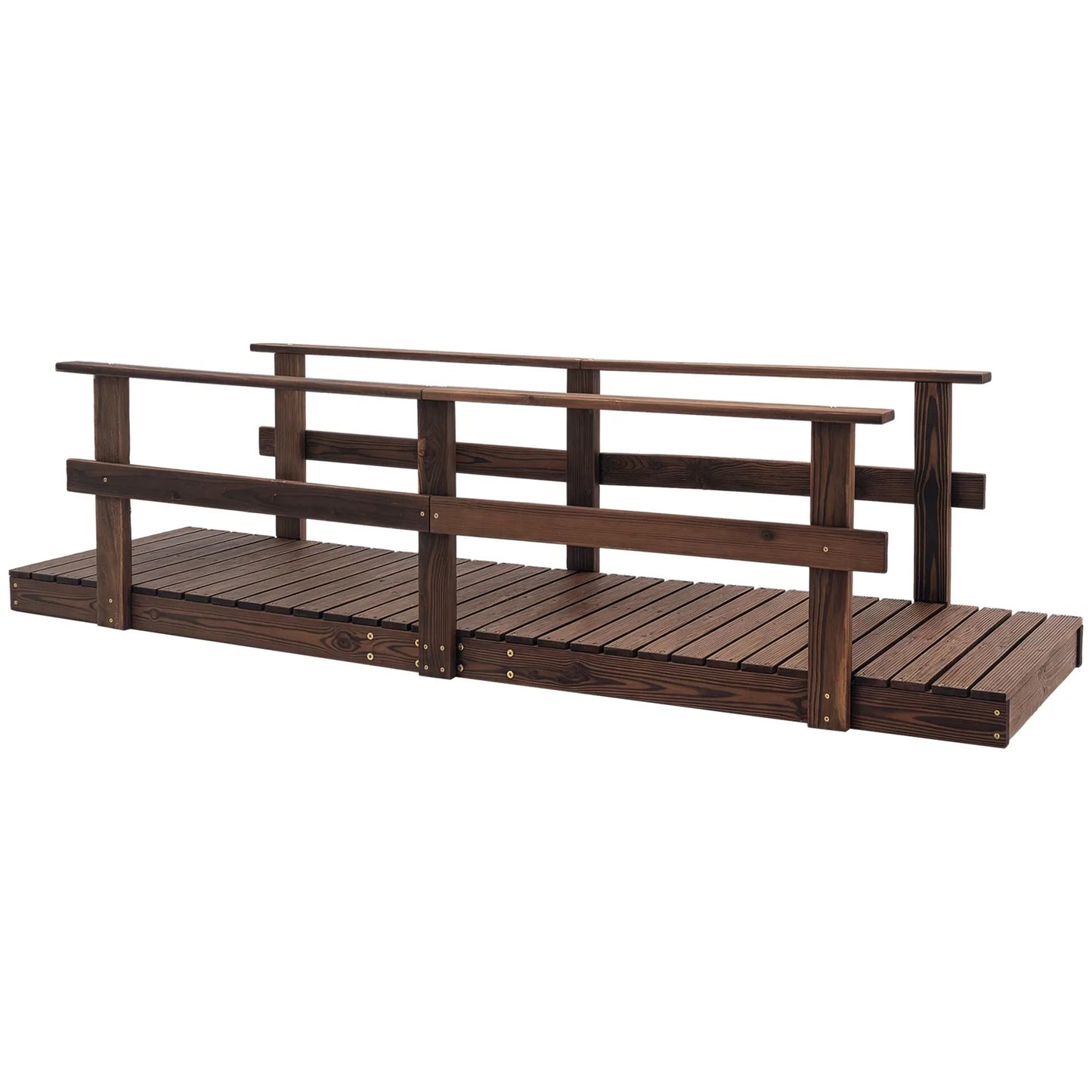Wood Garden Bridge With Side Rails Footbridge Durable Weatherproof