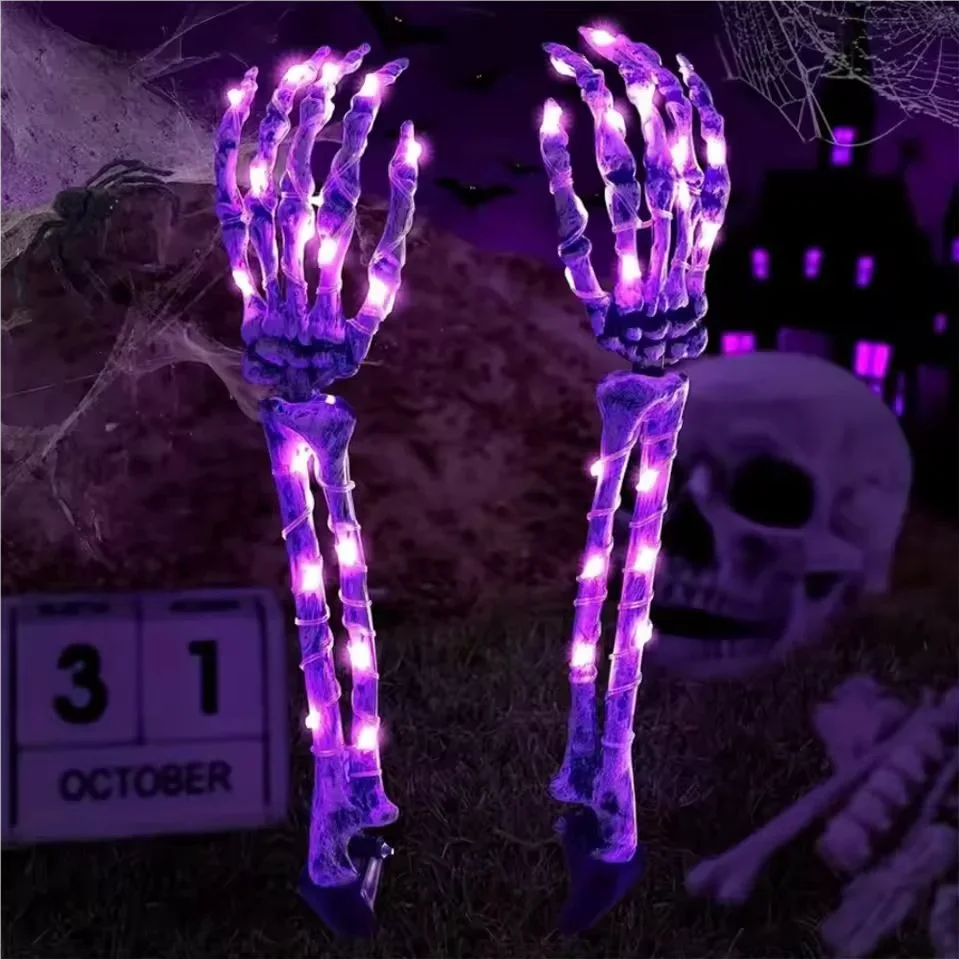 Two Pack Halloween Solar Ghost Hand LED Garden Stakes