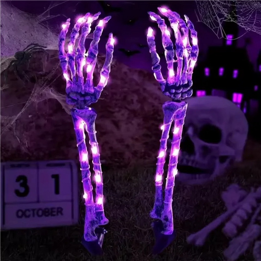 Two Pack Halloween Solar Ghost Hand LED Garden Stakes