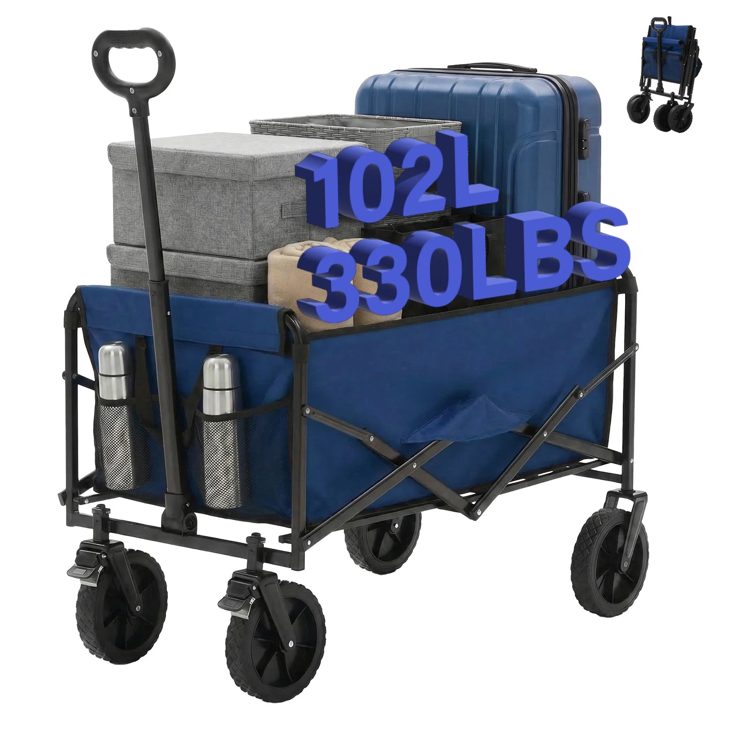 JHK Heavy Duty Collapsible Wagon Cart With Wheels 330 Lb Capacity