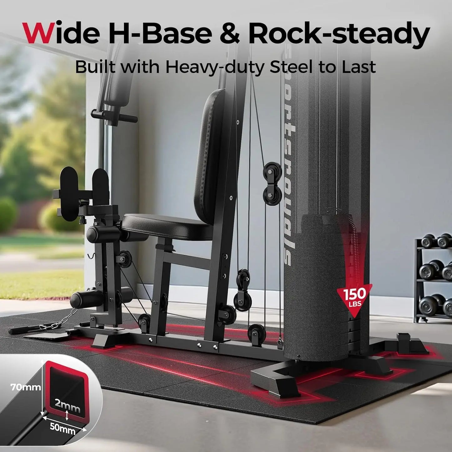 Home Gym Equipment 150LBS Weight Stack Pulley Machine