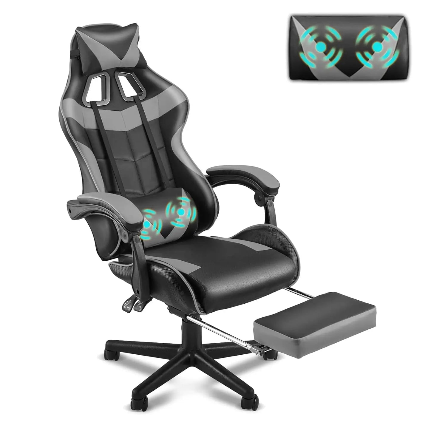 Ergonomic Gaming Chair With Bunny Ears Headrest Lumbar Support