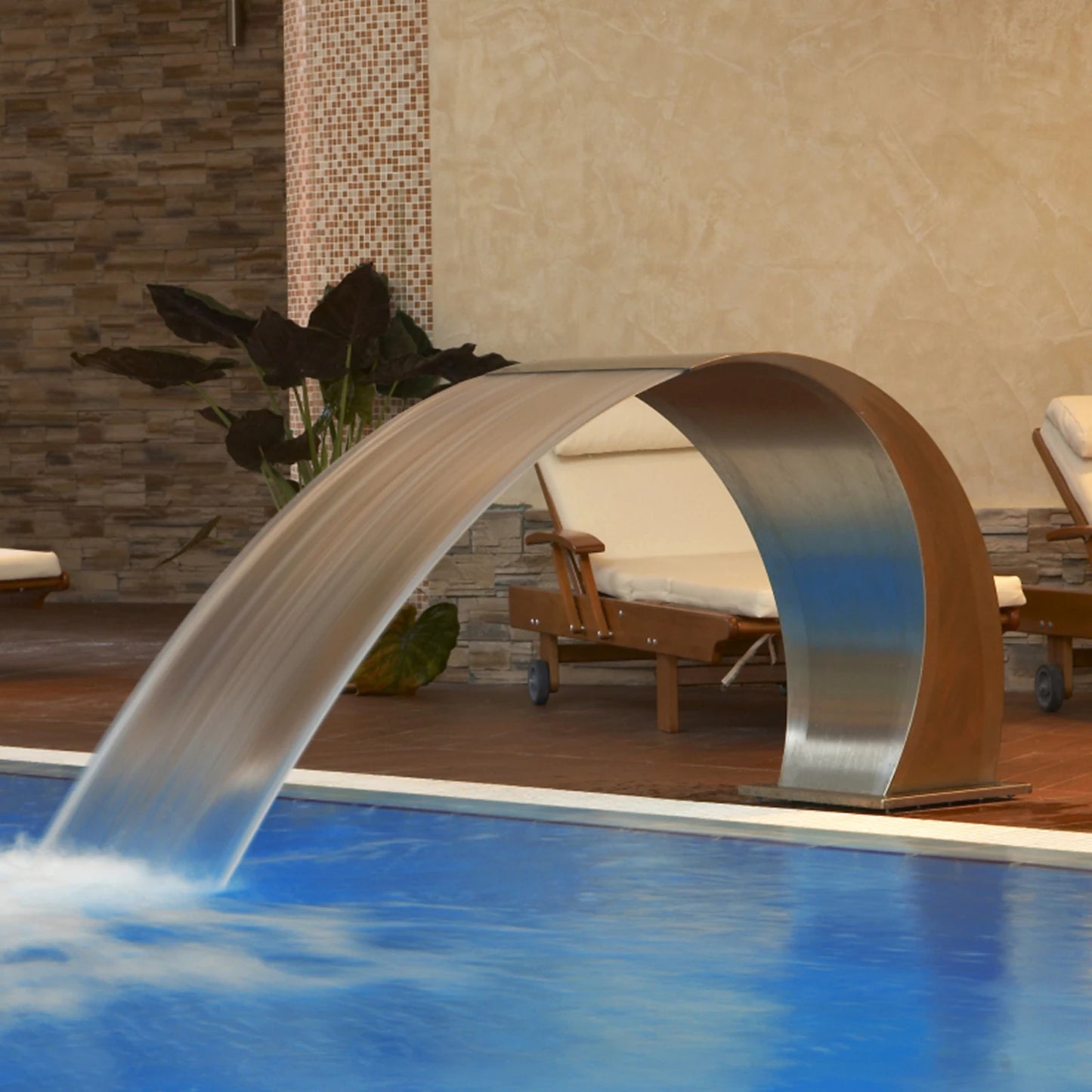 SucceBuy Stainless Steel Pool Fountain Waterfall Feature