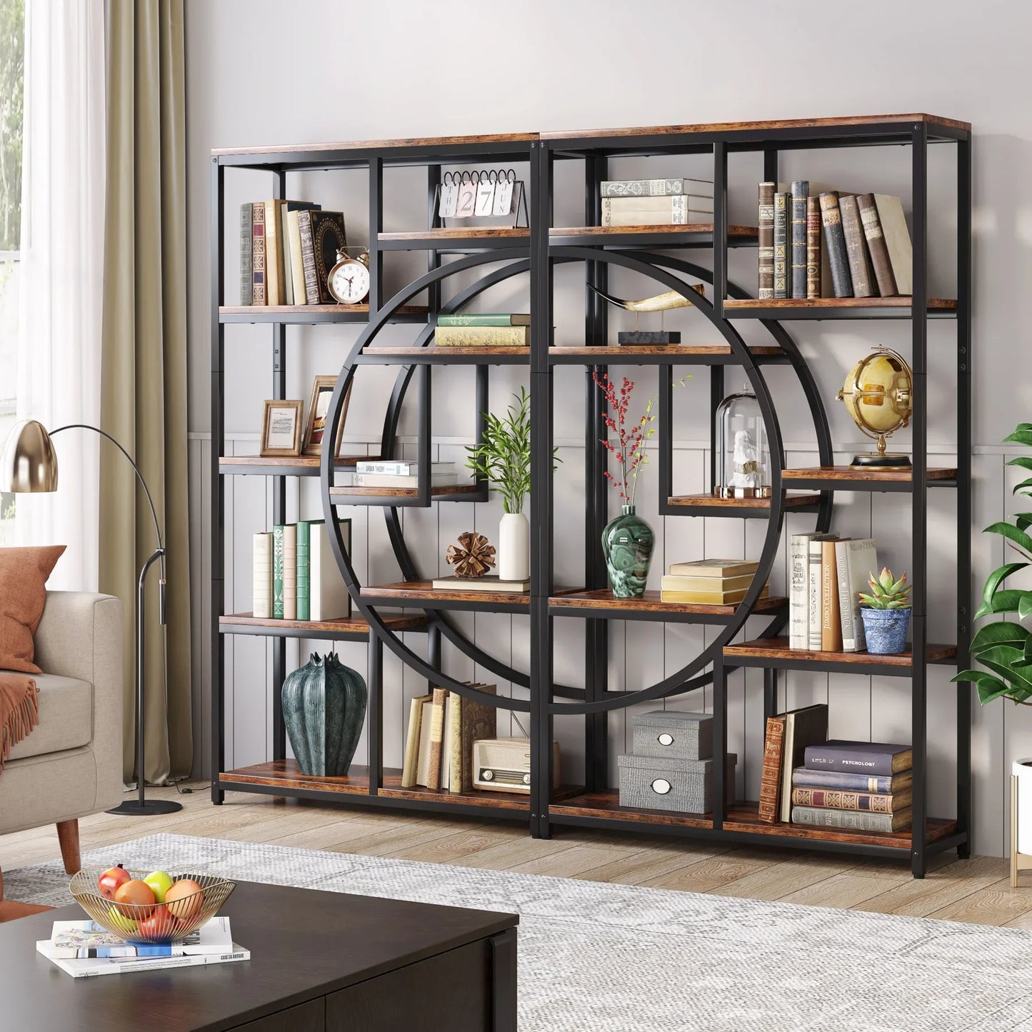 Tribesigns Industrial 5 Tier Etagere Bookcase Freestanding