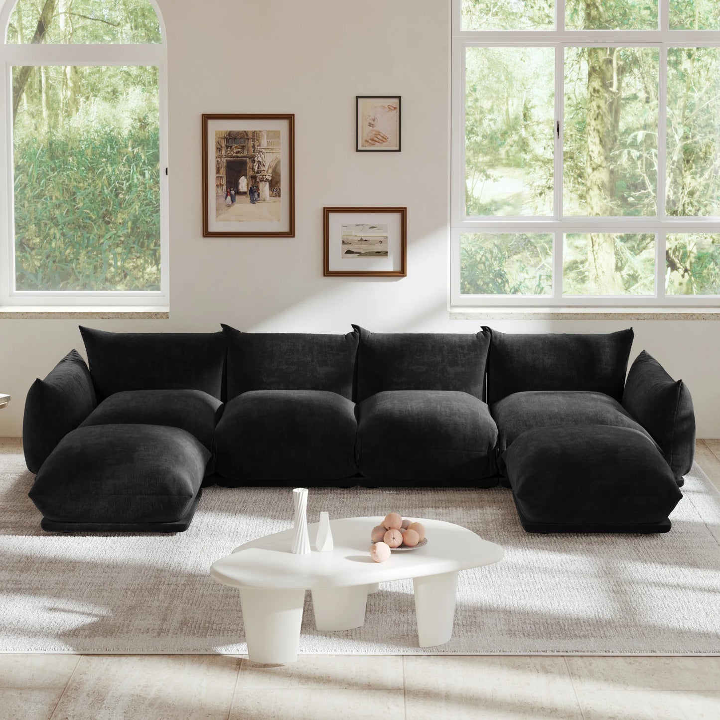 CN Guangdong Sectional Sofa Chenille U Shaped Comfort