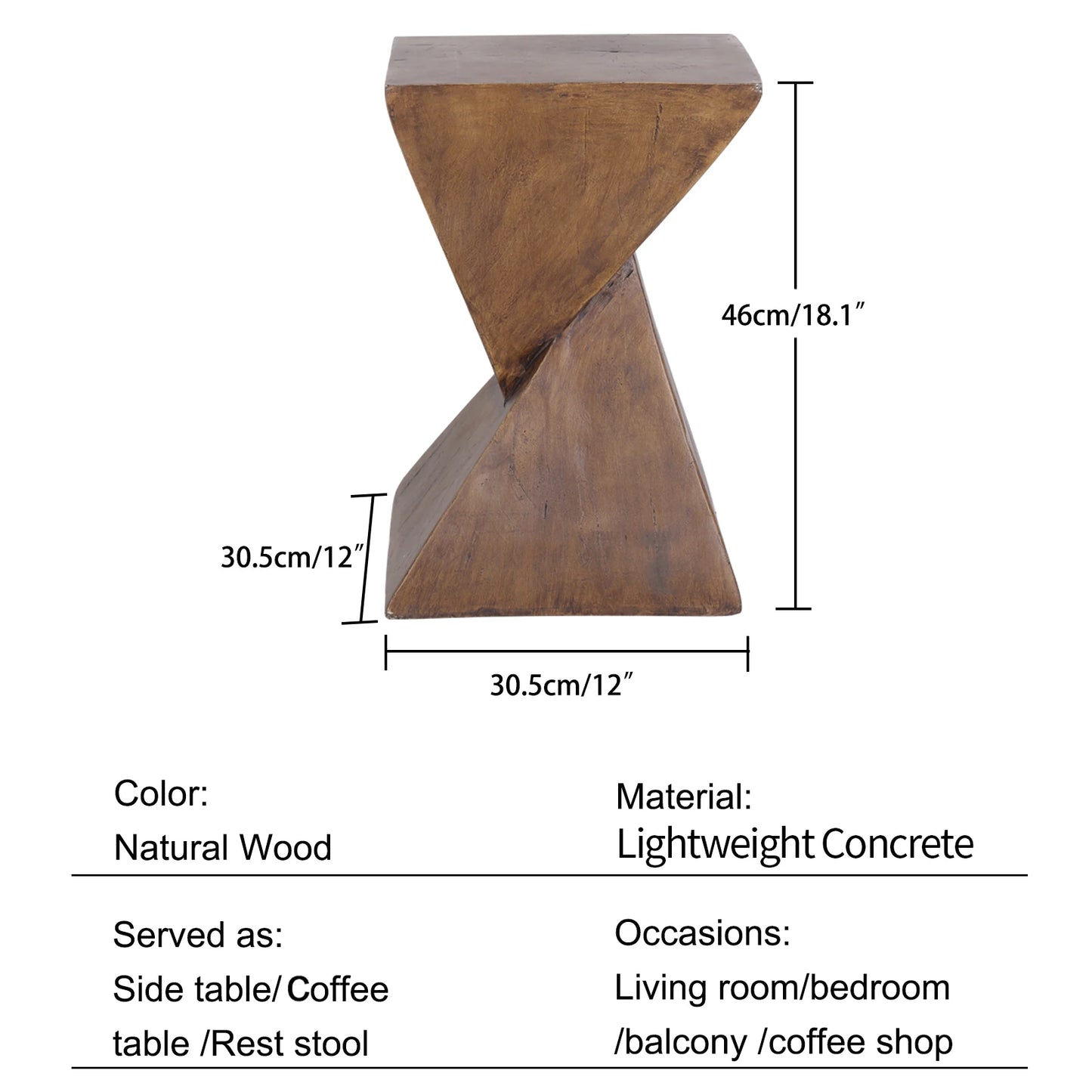 Lightweight Concrete Accent Table Modern Geometry Side Table