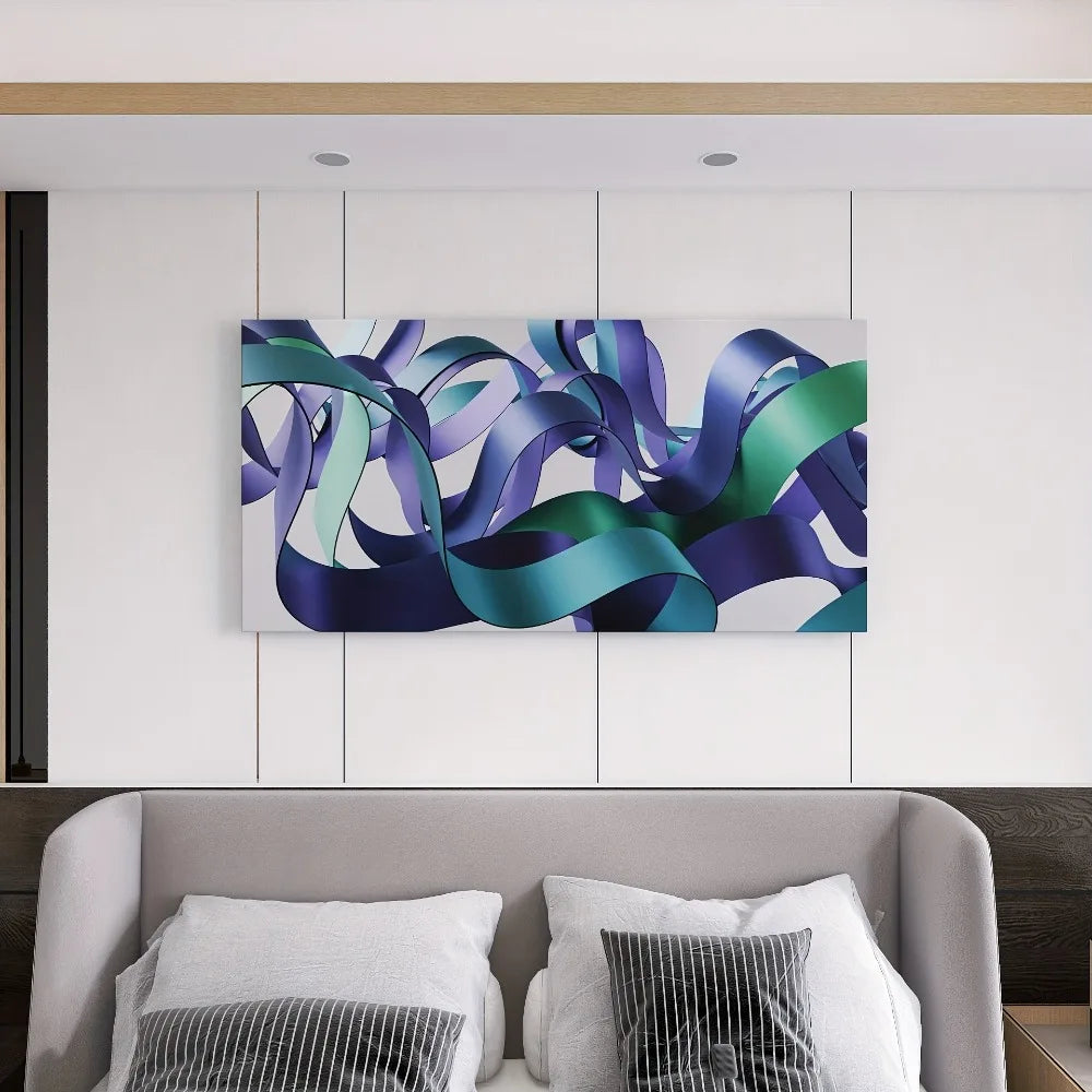 Abstract Wire Canvas Wall Art with Pine Frame for Living Room Bedroom Hallway