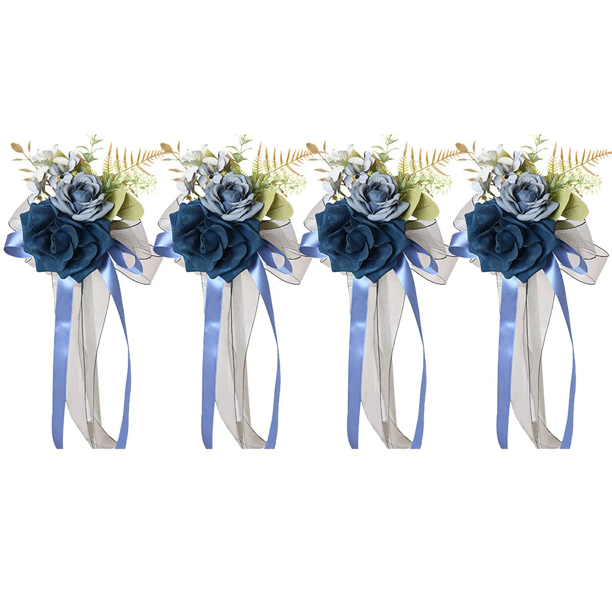 CN Zhejiang 4Pcs Wedding Aisle Pew Flowers Ribbons Chair