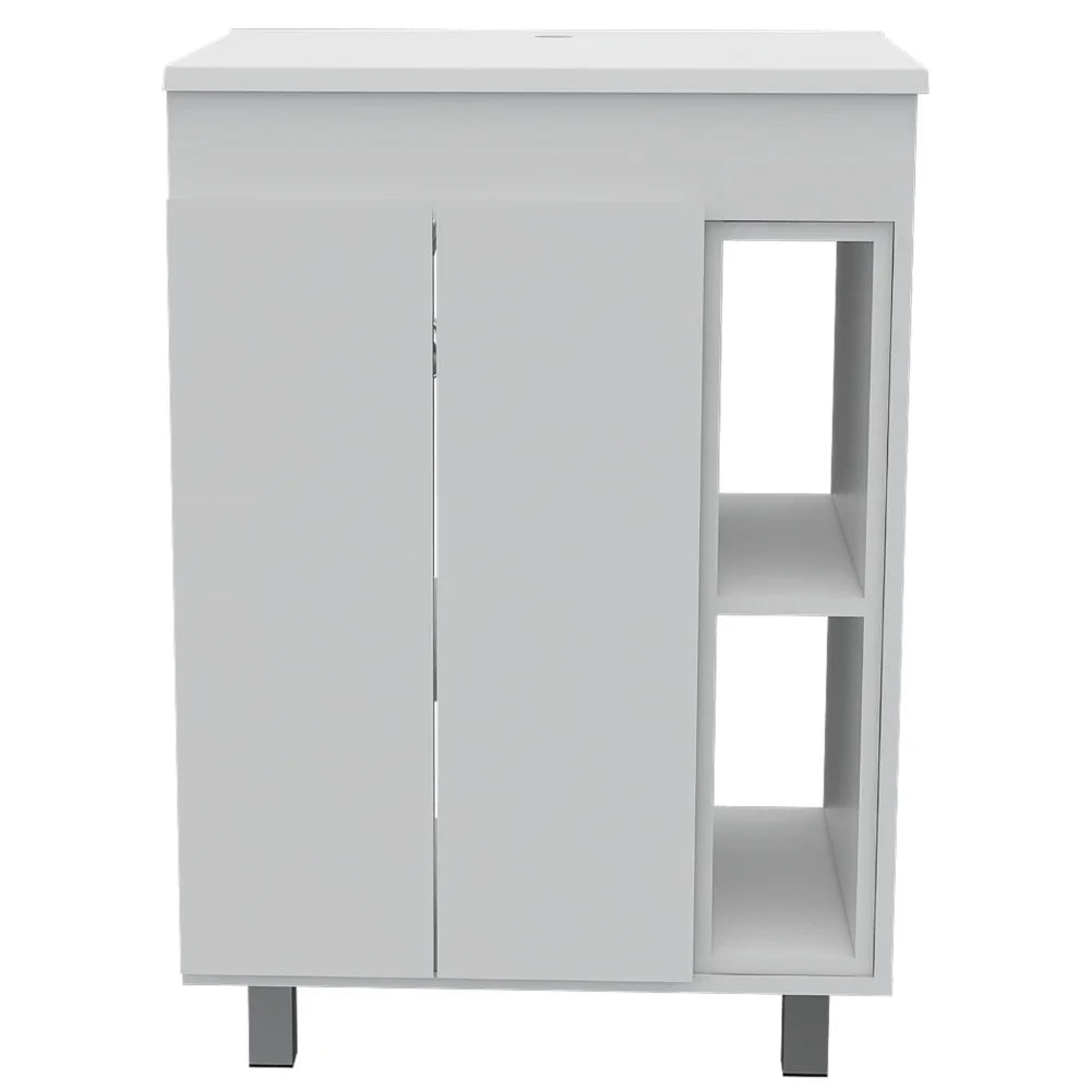 Free Standing Vanity And Magna Linen Cabinet Suite
