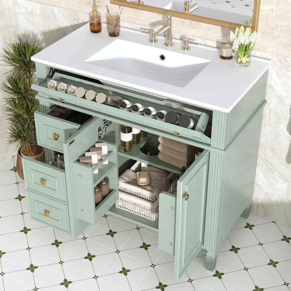 Bathroom Vanity Cabinet With Ceramic Countertop Sink