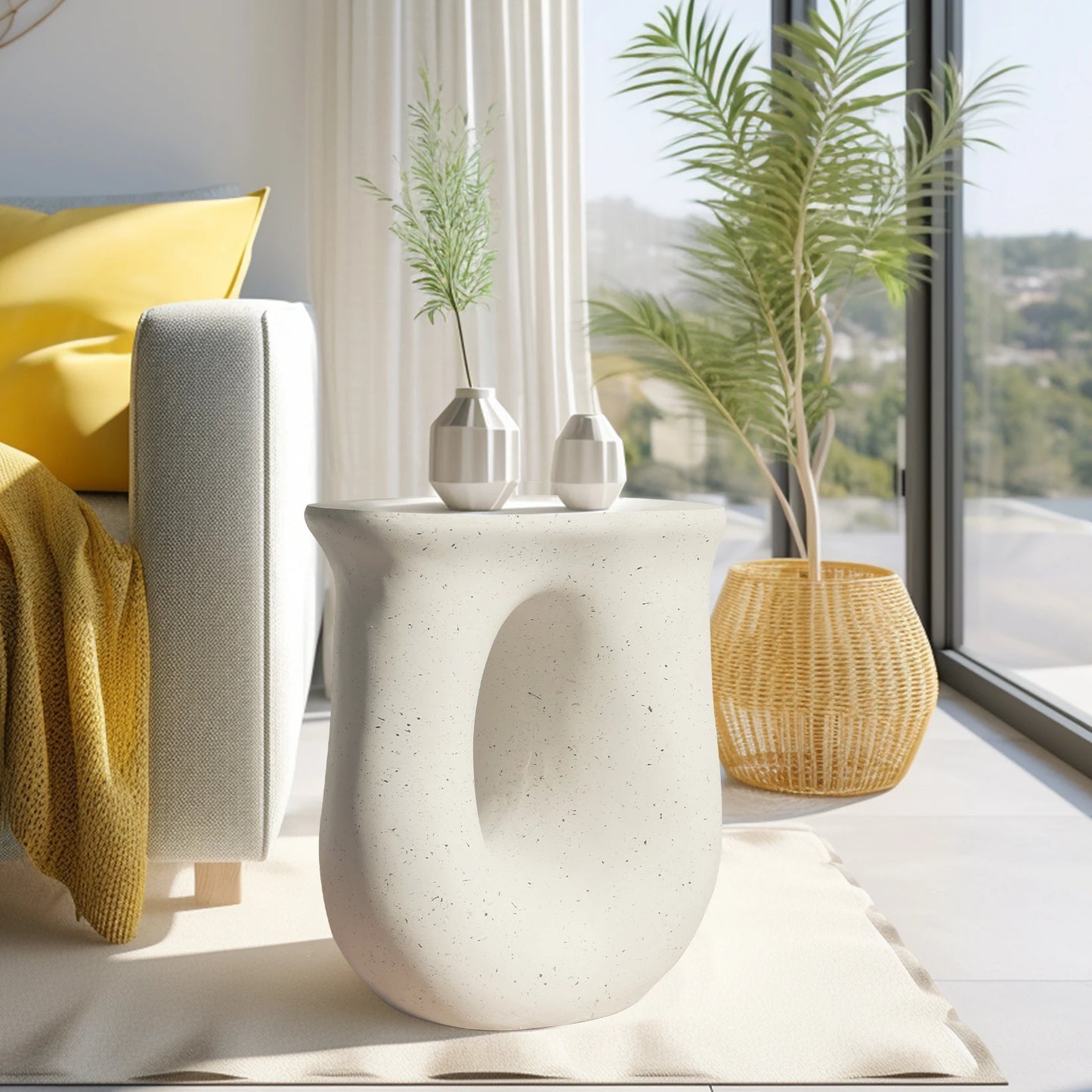 U Shaped Geometric Side End Table Modern Nightstand