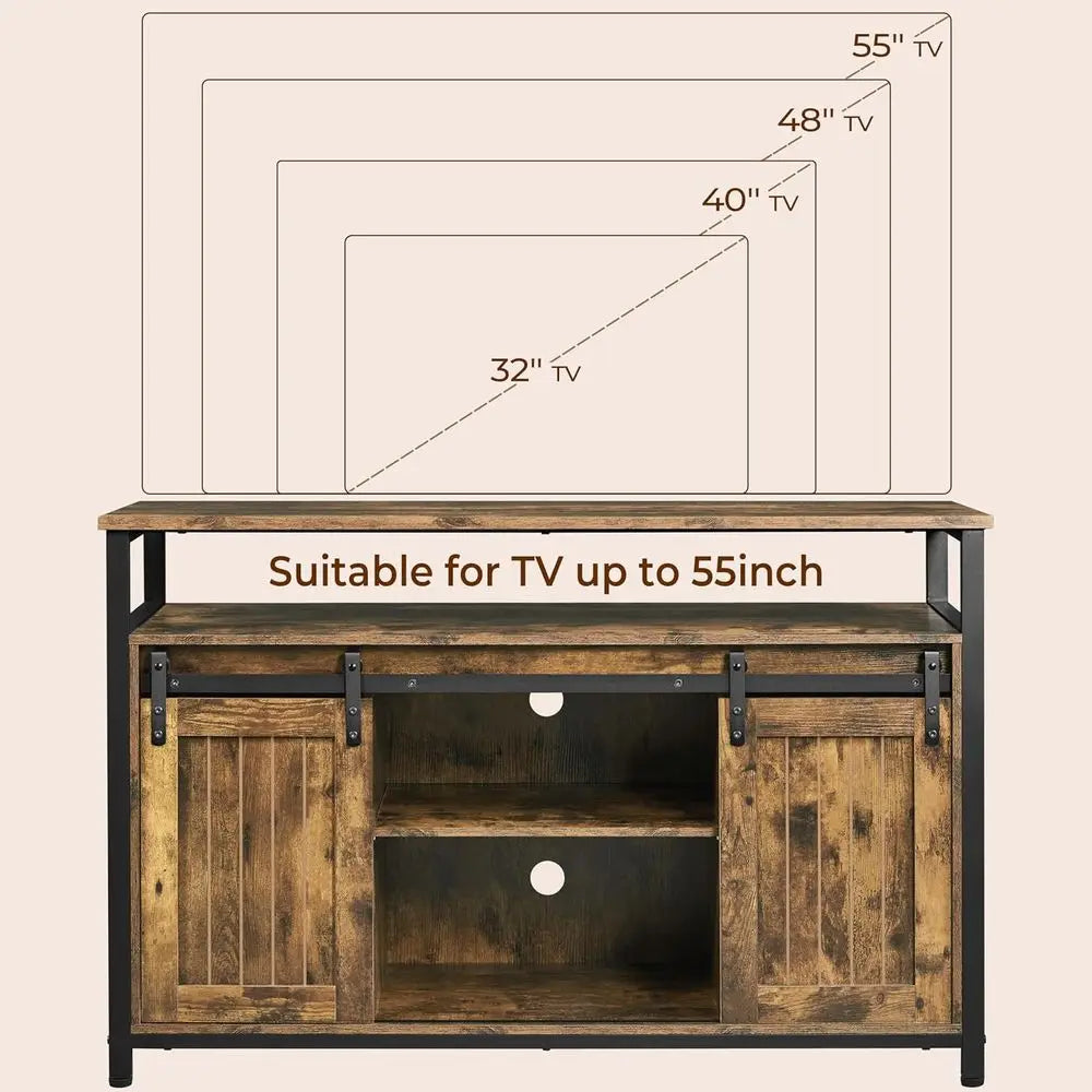Industrial Rustic TV Stand With Storage For 55 Inch