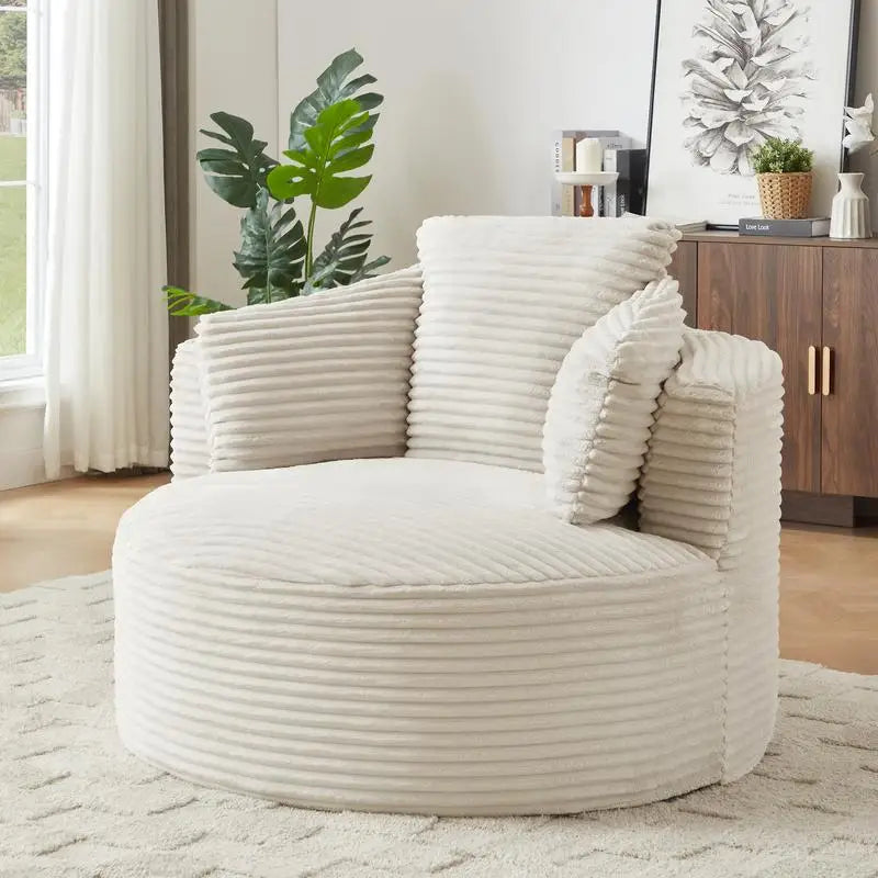 General Corduroy Round Chair Cushioned Backrest Modern
