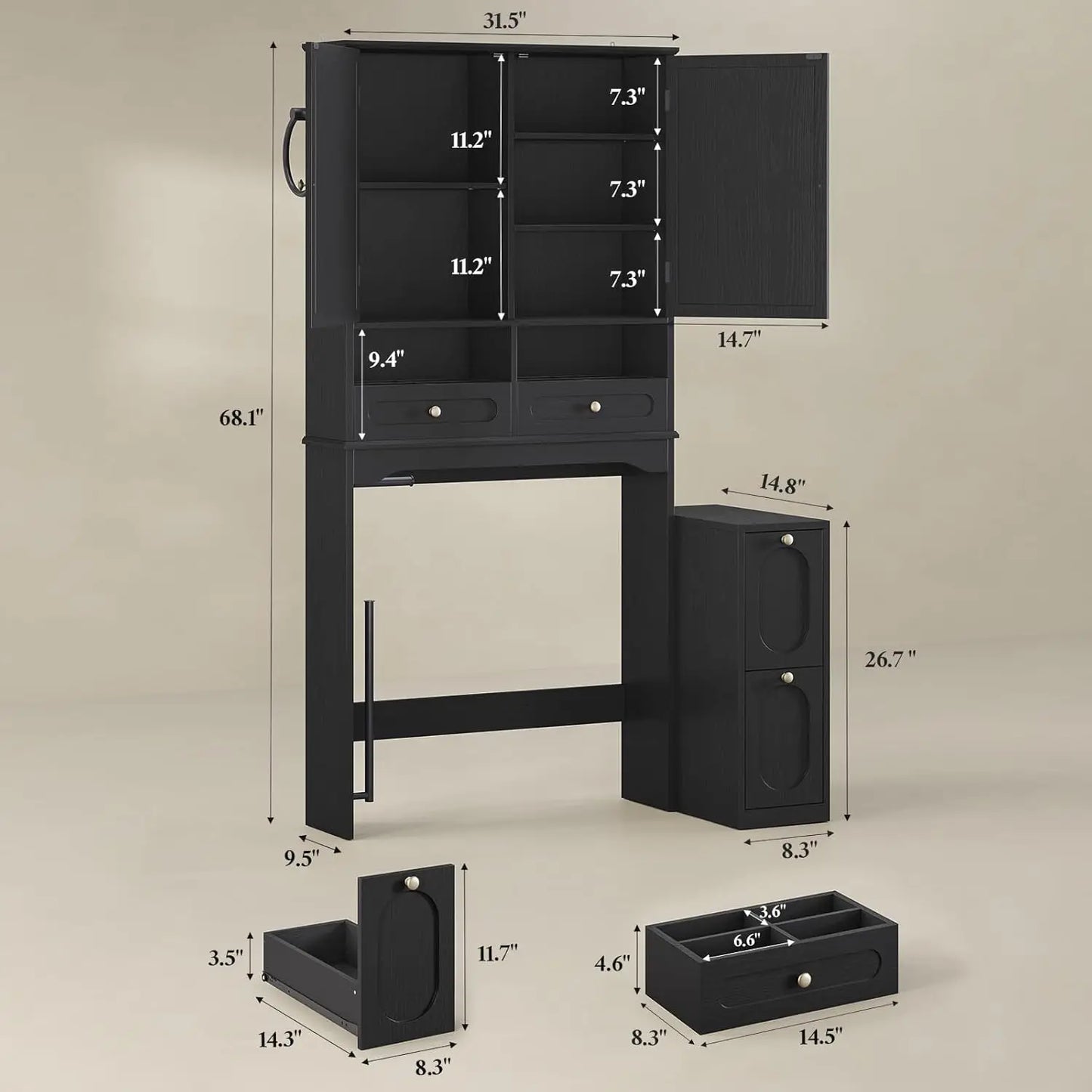 Over The Toilet Storage Cabinet With Towel Holder Organizer