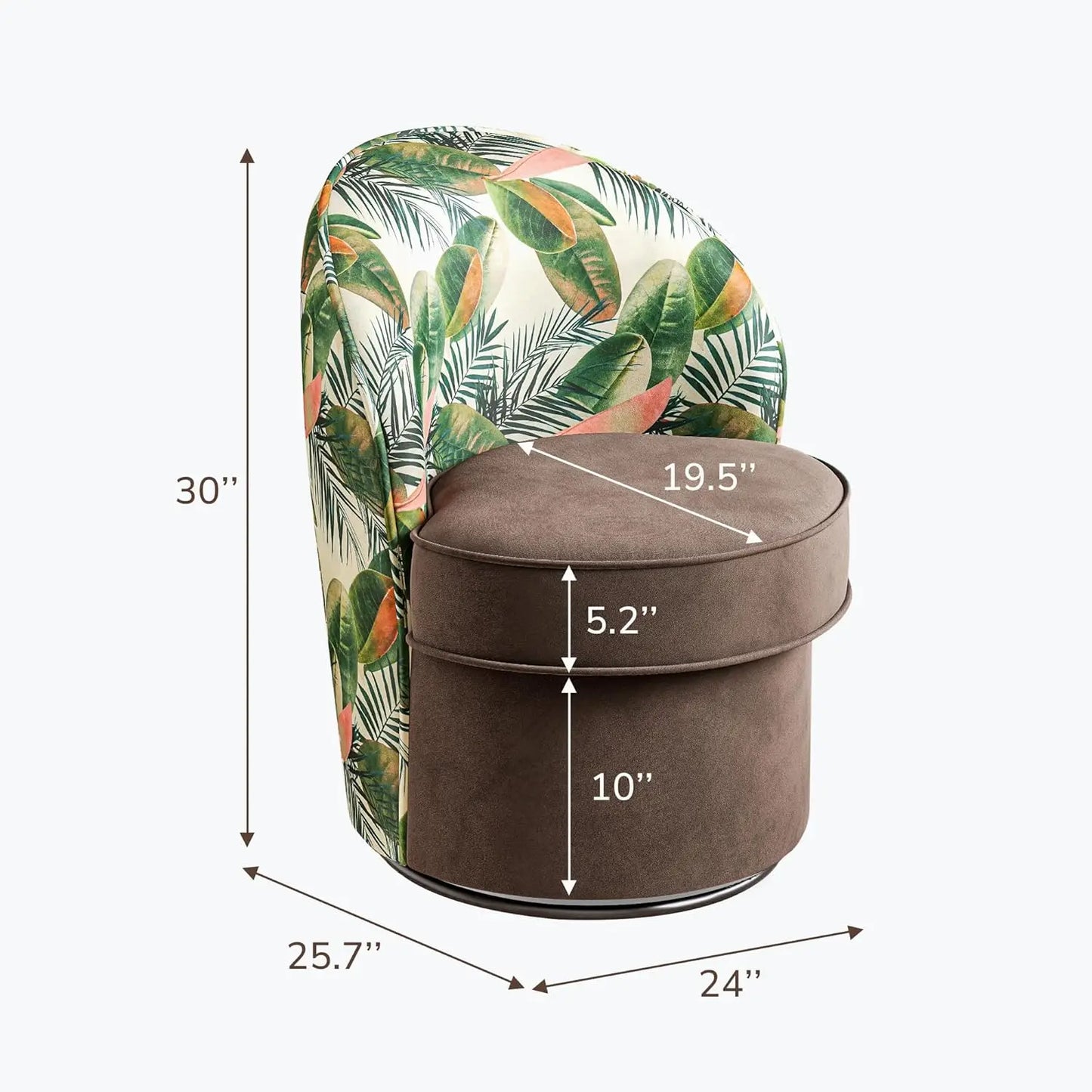 Floral Upholstered 360 Degree Swivel Barrel Chair Living Room