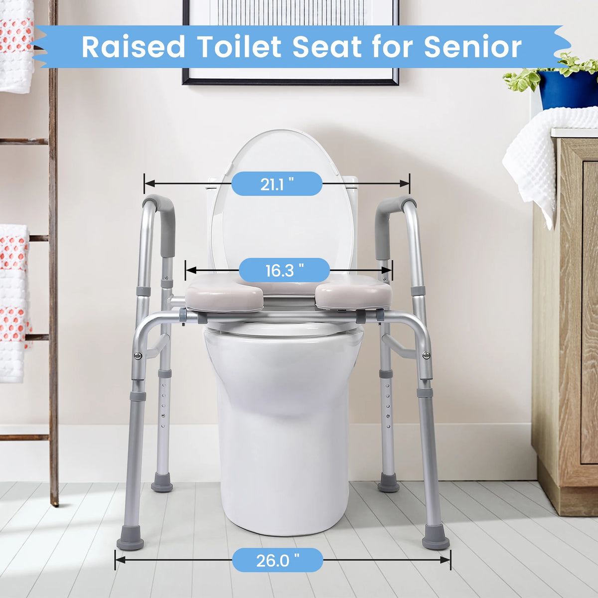 TWISTER CK Raised Toilet Seat With Padded Adjustable Commode Frame