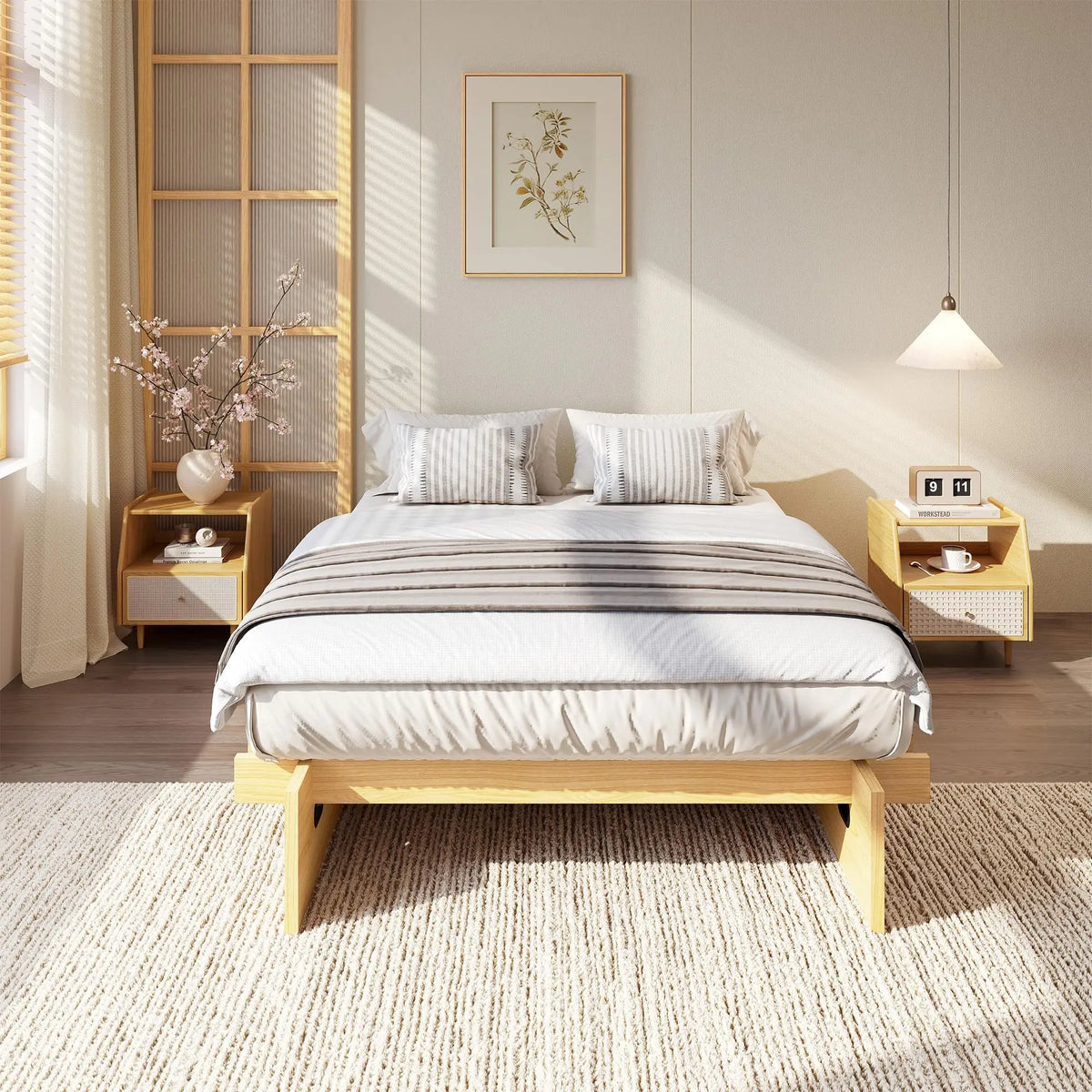 HiMISS Wood Platform Bed Frame No Box Spring Required