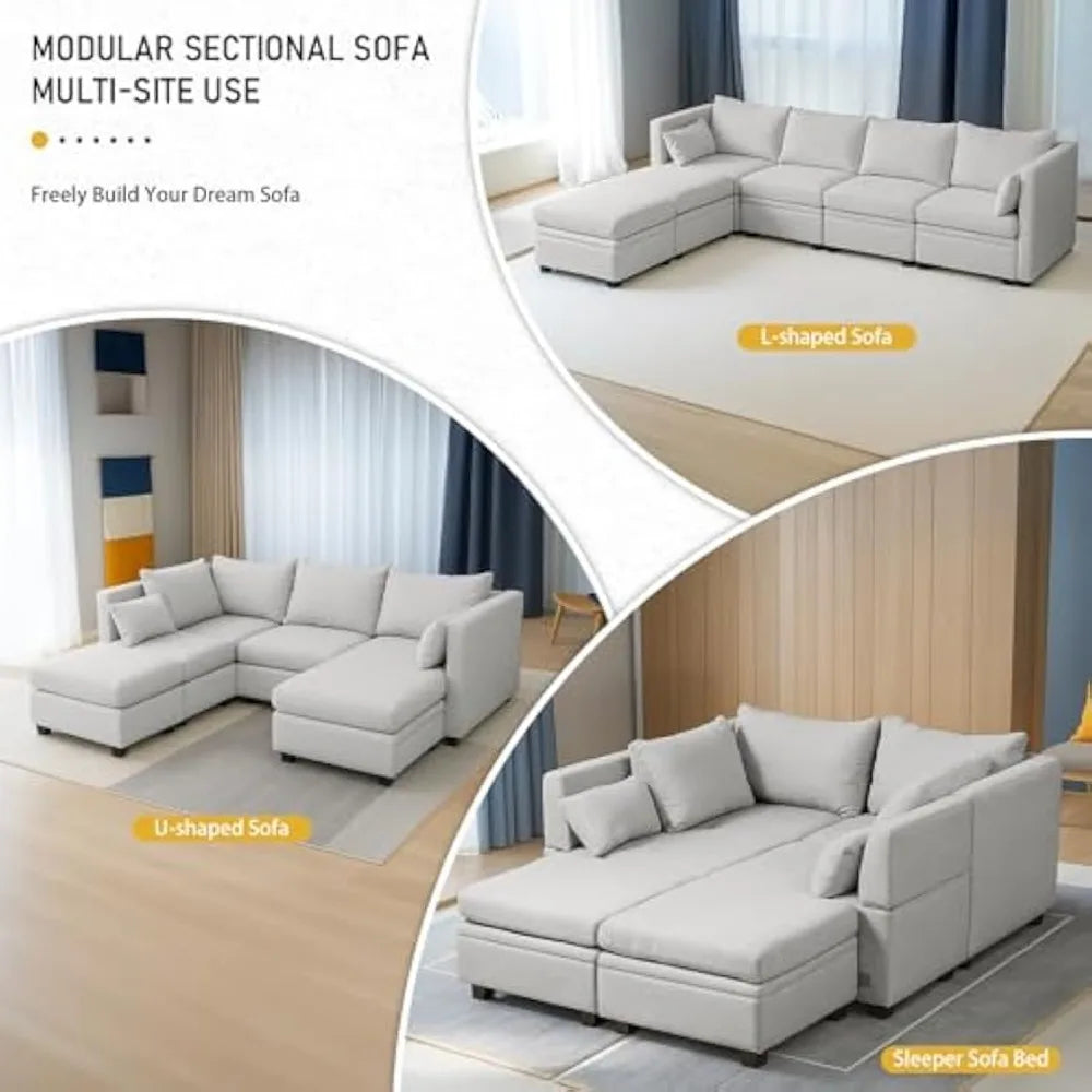 MKDK Modular Sectional Sofa With Storage U Shaped Couch