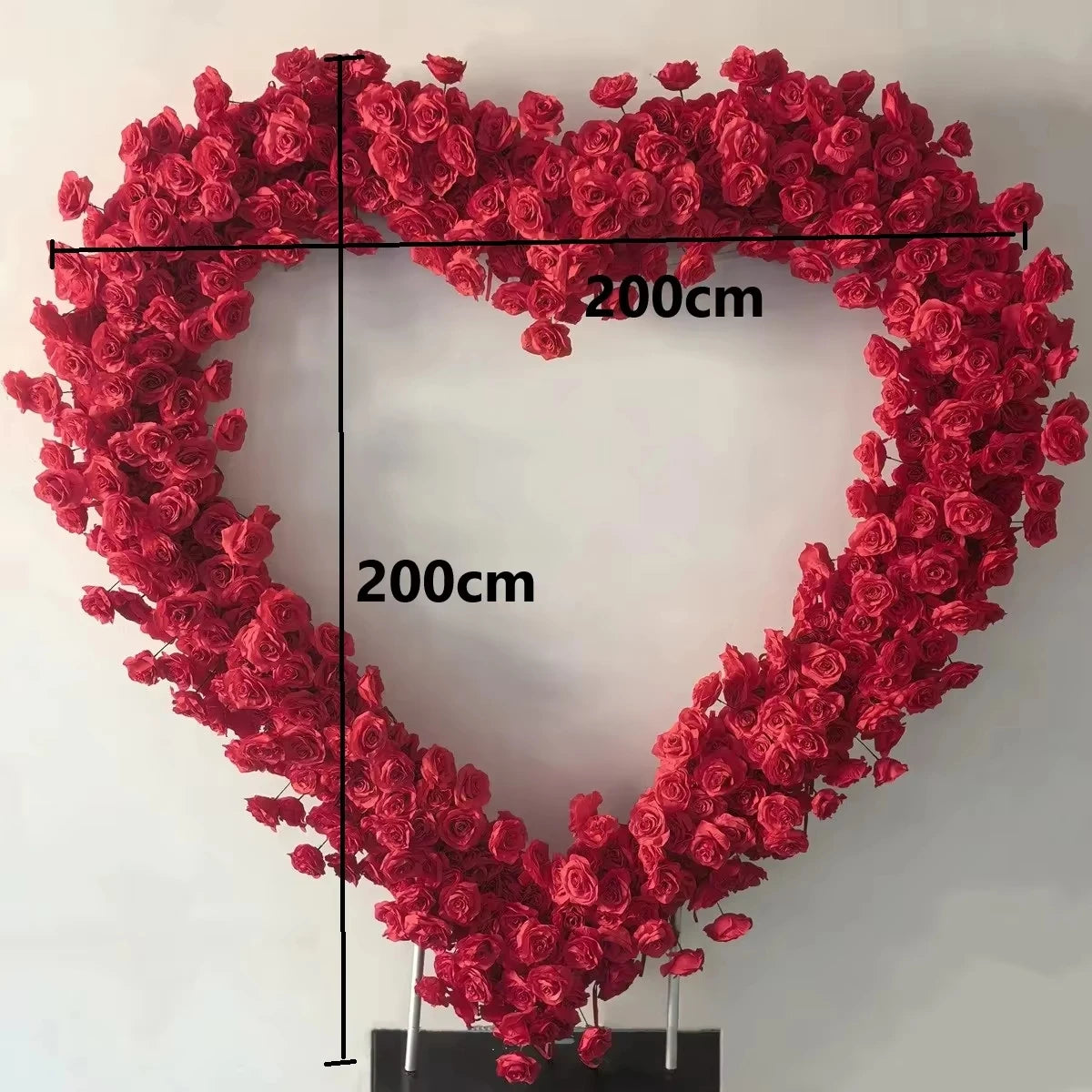 2X2M Heart Wedding Arch With 5D Simulation Roses