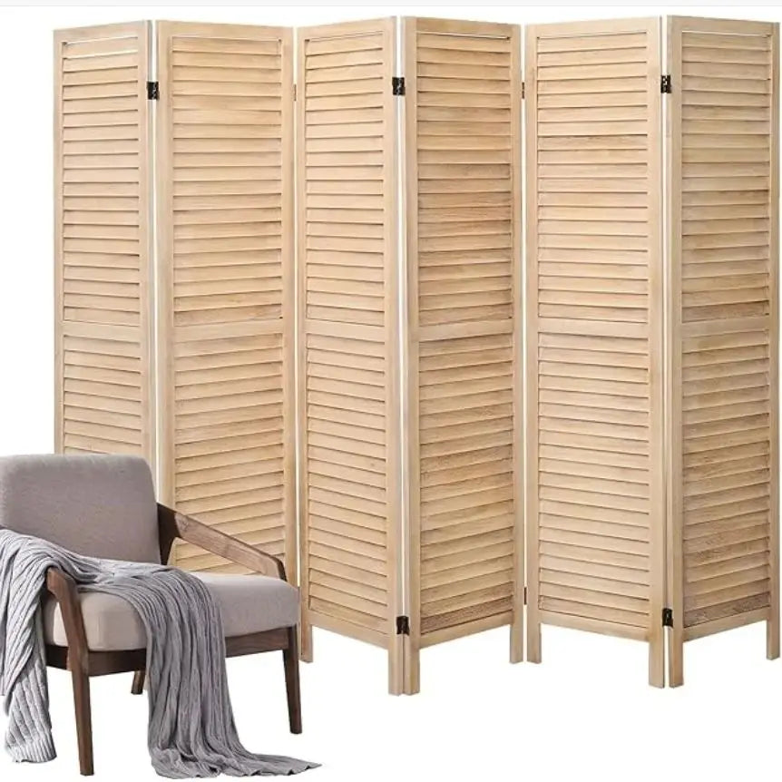 Wooden 6 Panel Room Divider Freestanding Privacy Screen