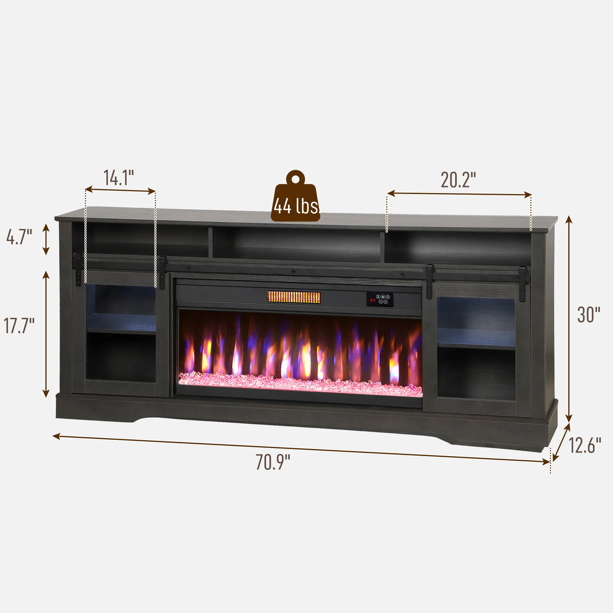 HOMCOM Modern TV Stand Electric Fireplace And Storage Cabinets