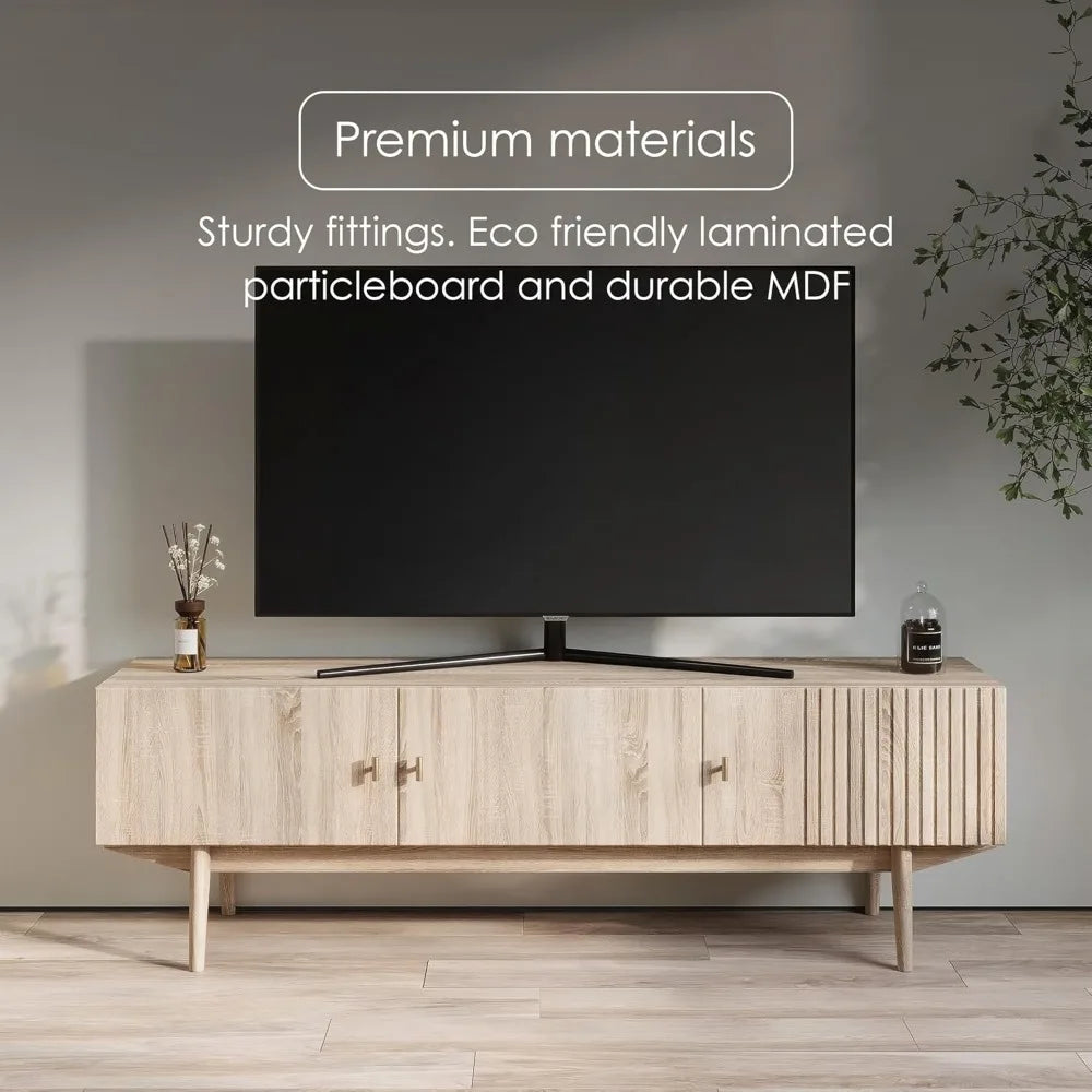 ZHUOTING TV Stand Living Room Media Console Wood Legs