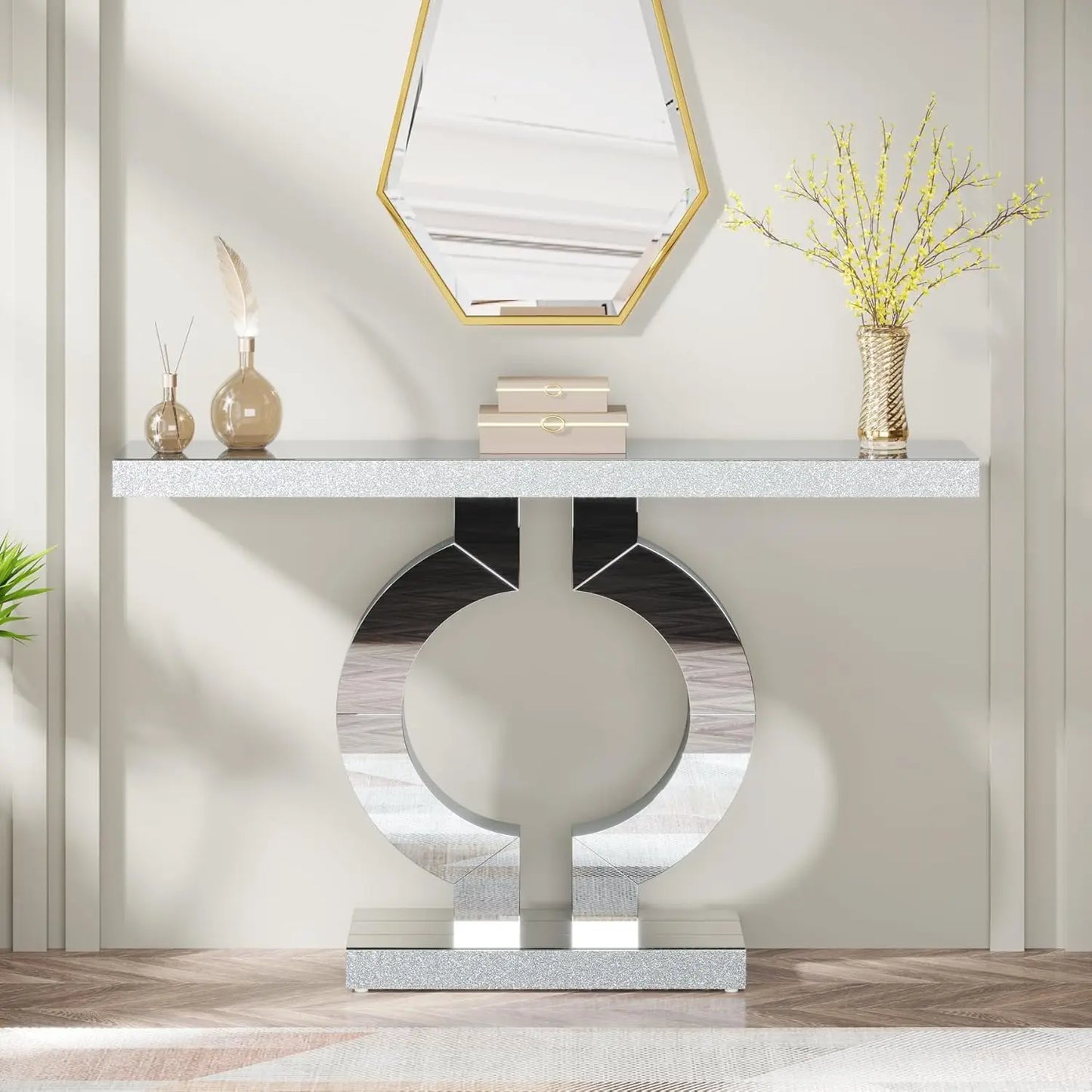 Tribesigns Mirrored Console Table Minimalist Modern Entryway