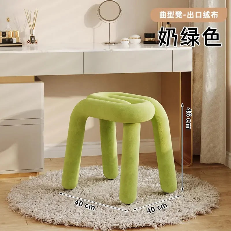 Plush Irregular Velvet Makeup Chair For Girls Bedroom